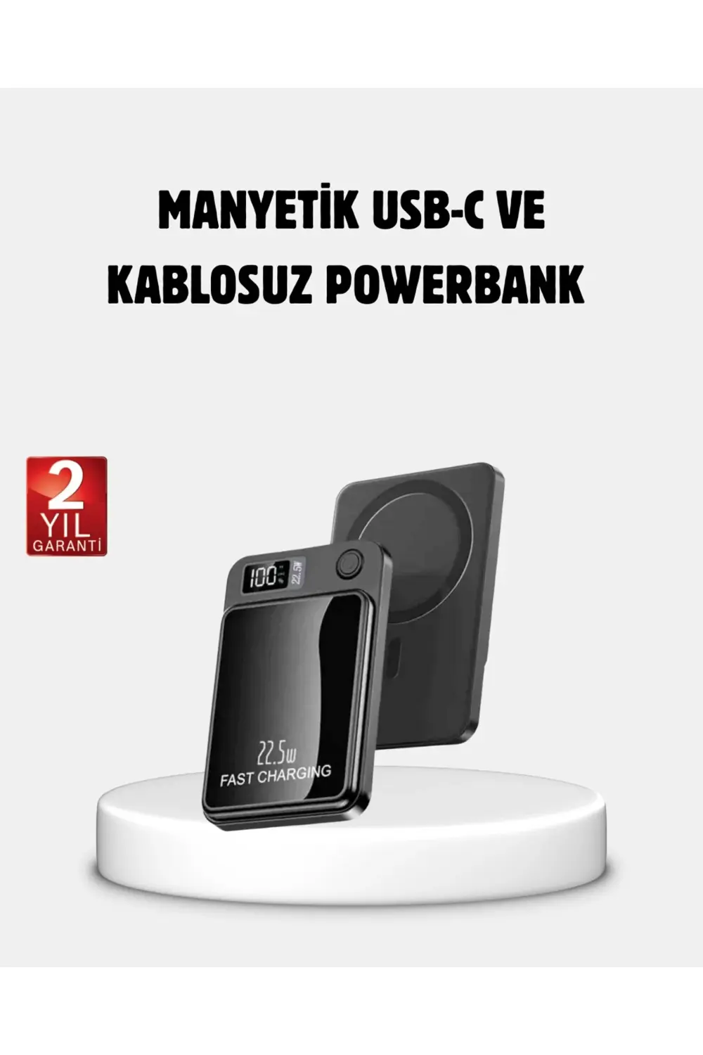 BUĞZ Manyetik Powerbank 15W Wireless Hızlı Şarj LED Ekranlı