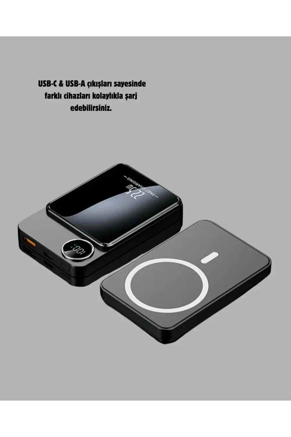 BUĞZ Manyetik Powerbank 15W Wireless Hızlı Şarj LED Ekranlı