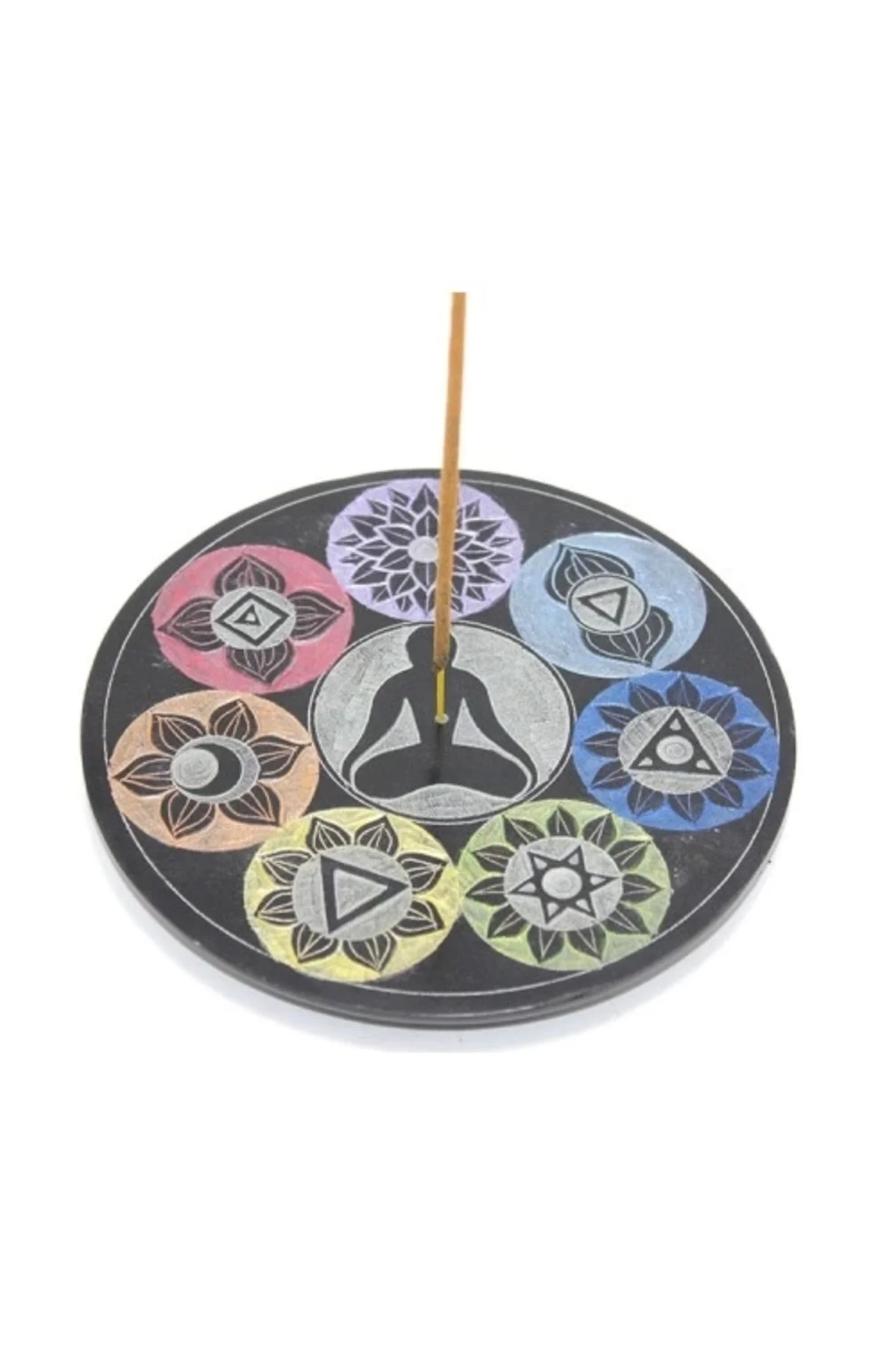 Buğz Obsidian Taşı 7 Çakra (Chakra) Tasarımı Tütsülük