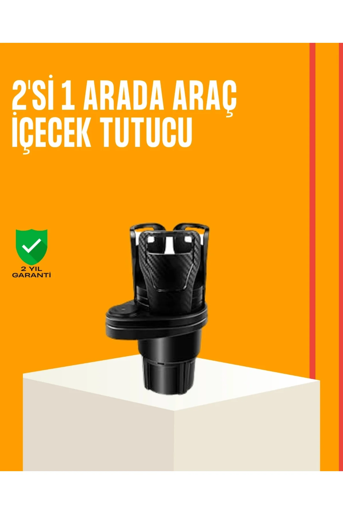 Buğz Oto Bardak Tutucu 360° Döner Çift Bölmeli Karbon Fiber Tasar