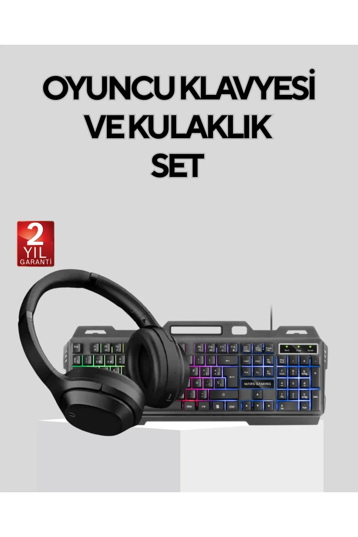 Buğz Set Işıklı Klavye Mouse + Bluetooth 5.2 Kulaklık Paketi