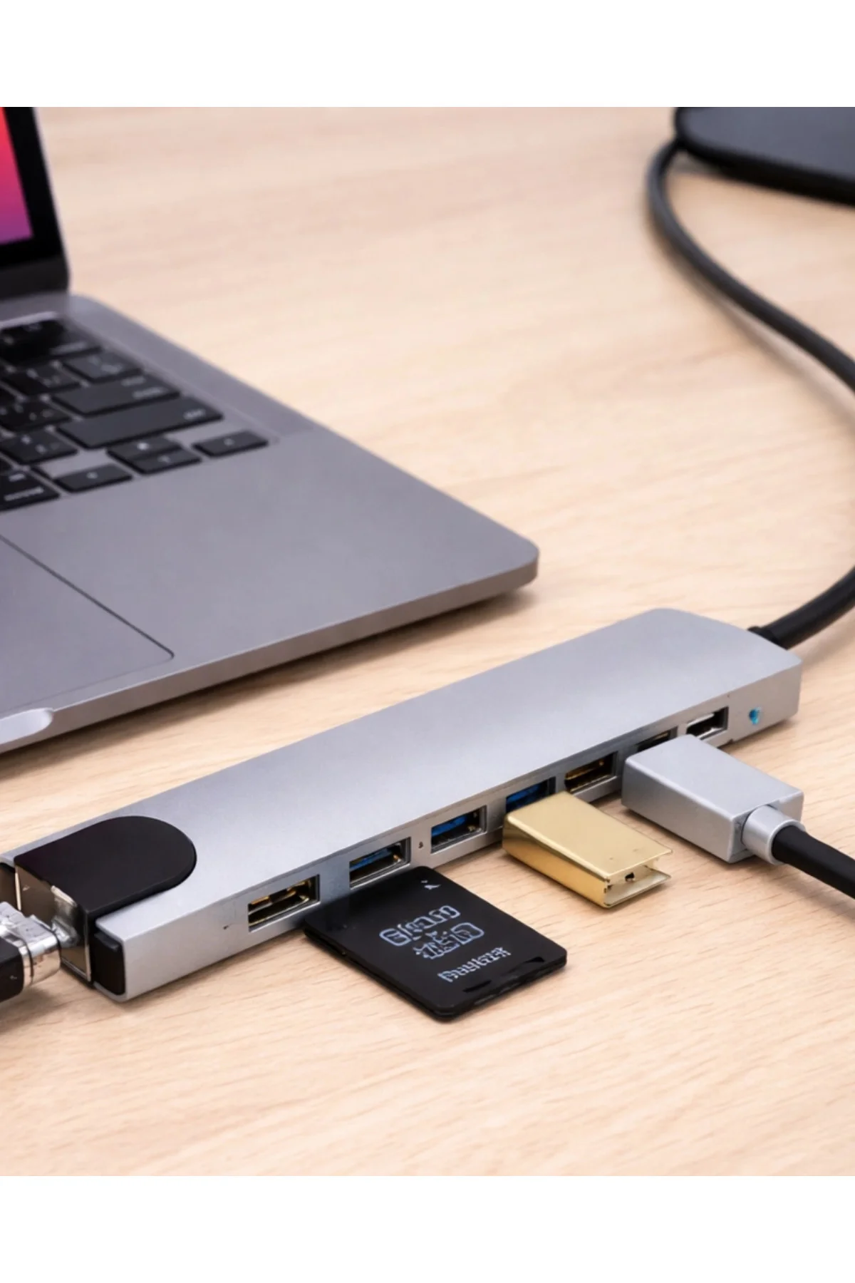 Buğz Usb C Çoklu Port Adaptör Hdmi Usb Ethernet Sd Kart Hub
