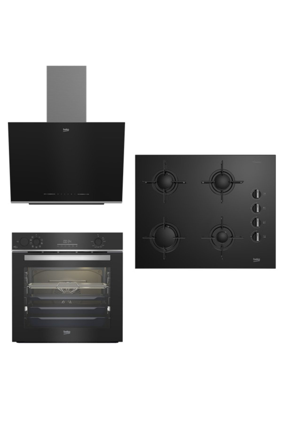 Beko Buhar Destekli Fitfry Siyah Set