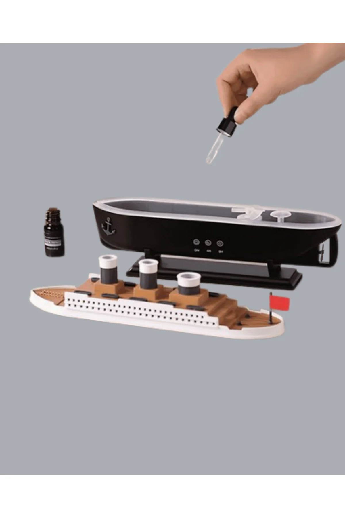 Buhar Efektli Titanik Gemi Oda Kokusu Difüzör LED Işıklı Nemlendi