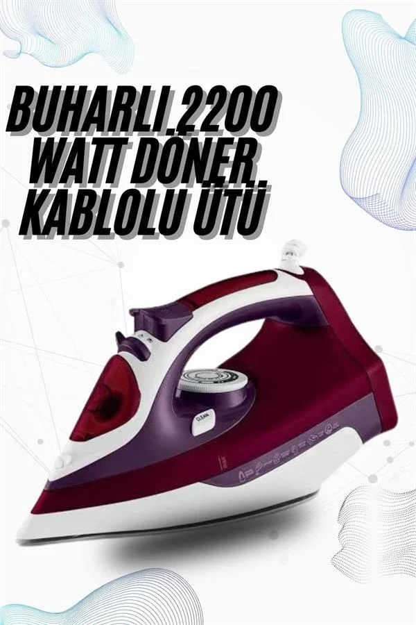 Buharlı Kablolu Ütü 2200 Watt Kireçlenme Önleyici Şok Buharlı Yeni Nesil