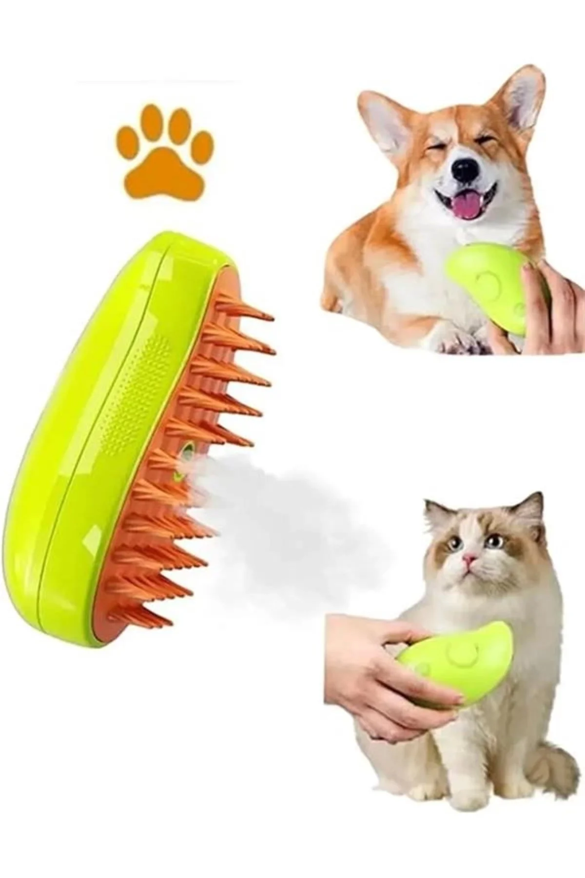 Buharlı Kedi & Köpek Yıkama Fırçası Tarağı Yumuşak Silikon