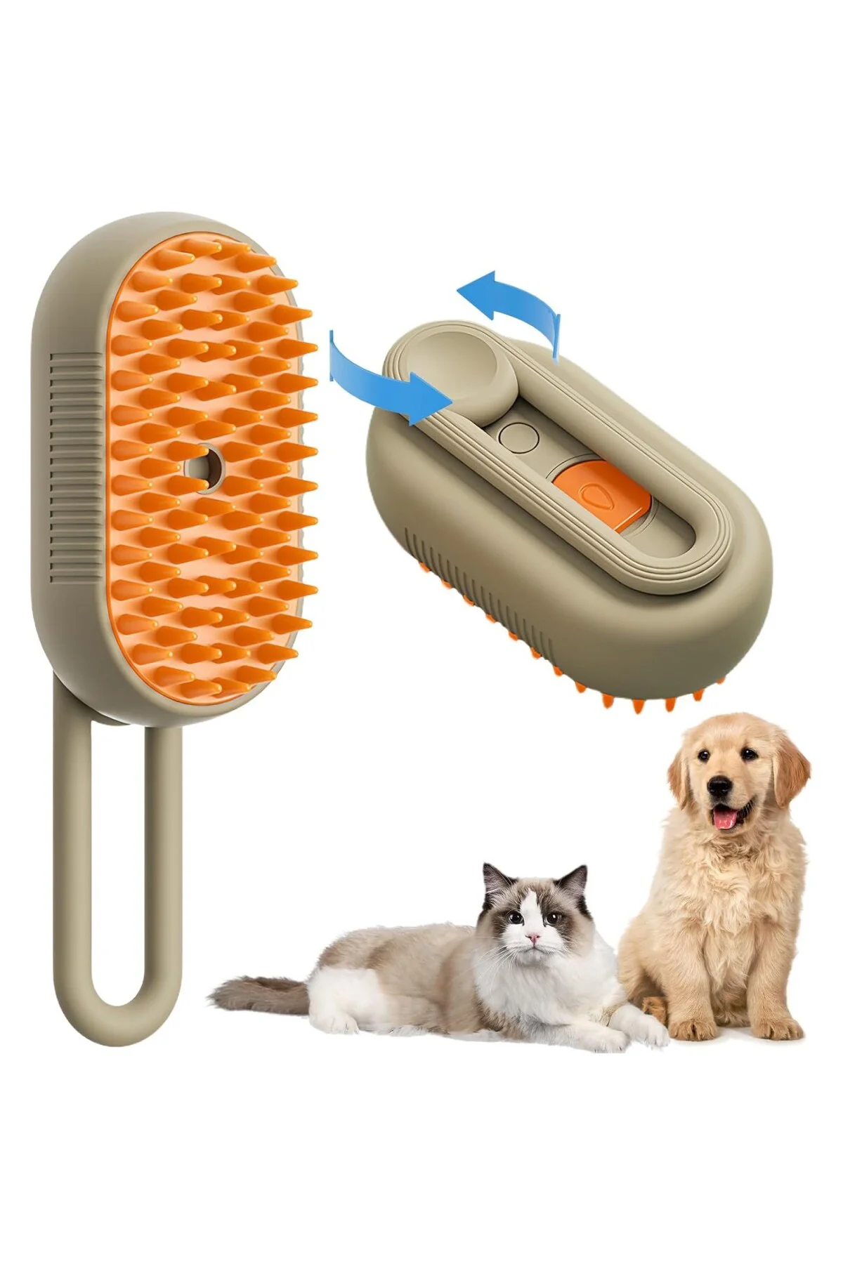 Buharlı Kedi ve Köpek Fırçası – 3’ü 1 Arada Tüy Alma Tarağı – Su 