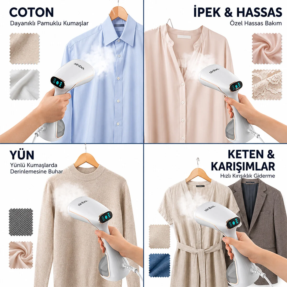Buharlı Kırışıklık Giderici Dik Ütü 2 Mod 320ML Su Kapasite Dk 26G Buhar Dokunmatik Ekran SSI-6634