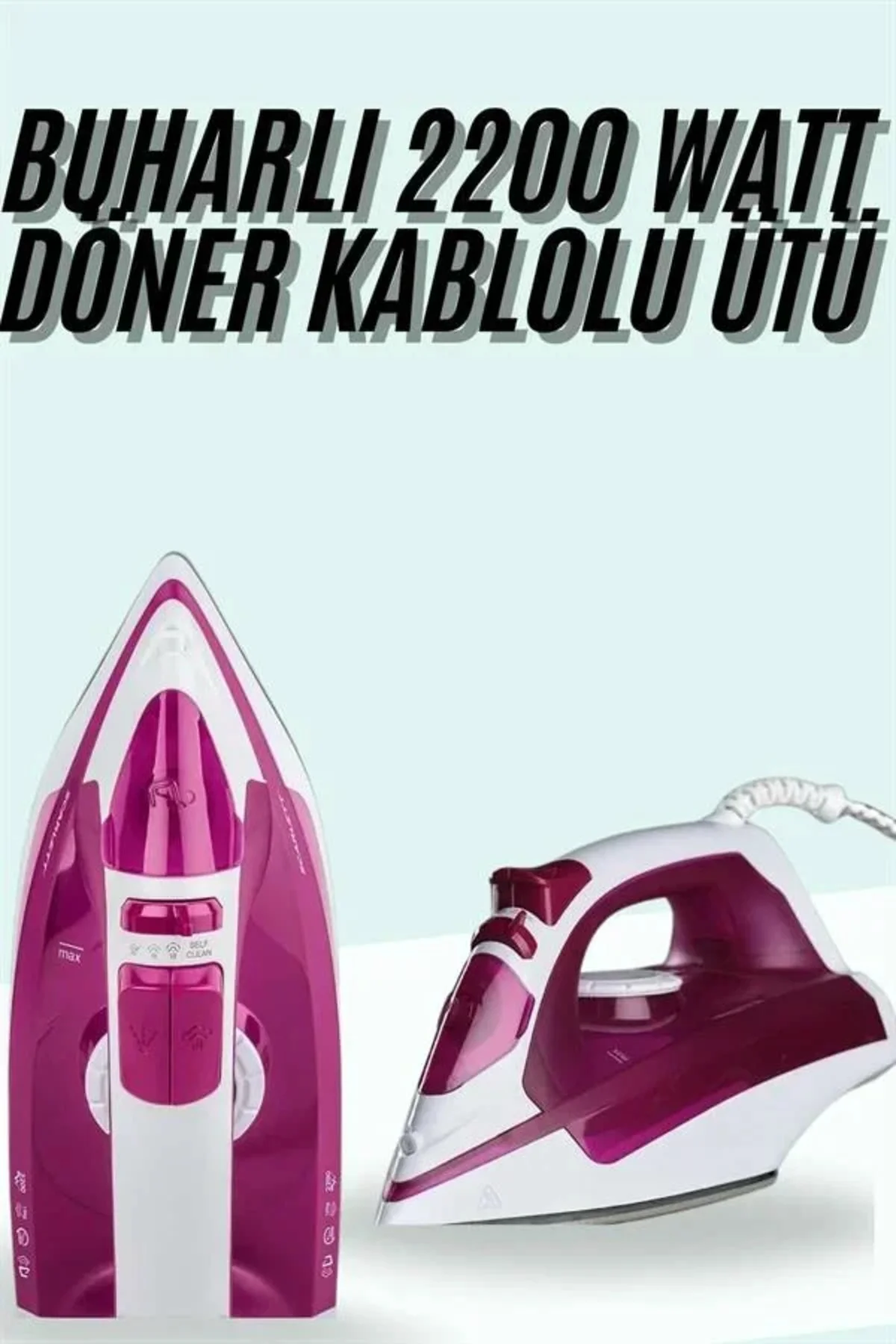 Buharlı Ütü 2200 Watt Seramik Tabanlı Taşınabilir Kablolu Ütü