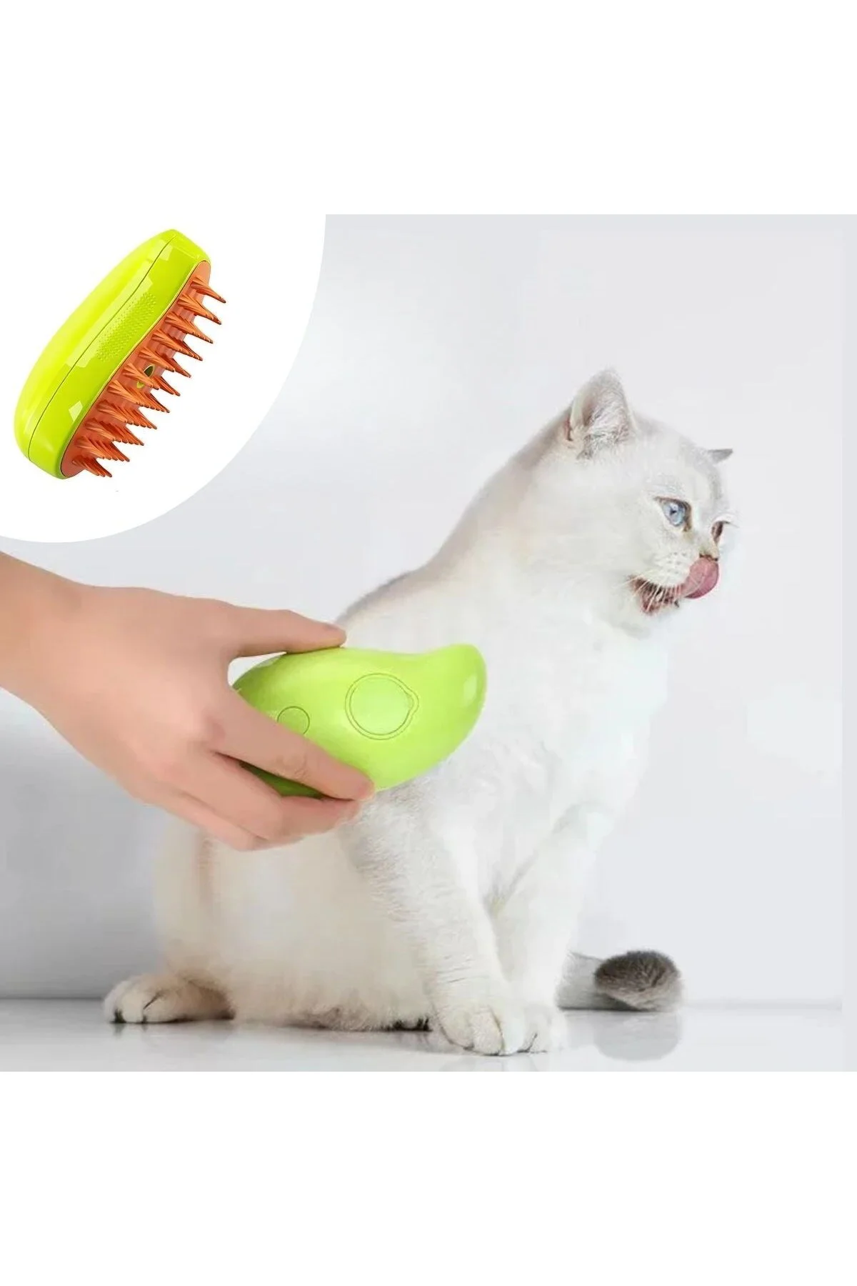 Buharlı Yumuşak Silikon Uçlu Kedi & Köpek Tüy Tarama Tarağı Yıkam