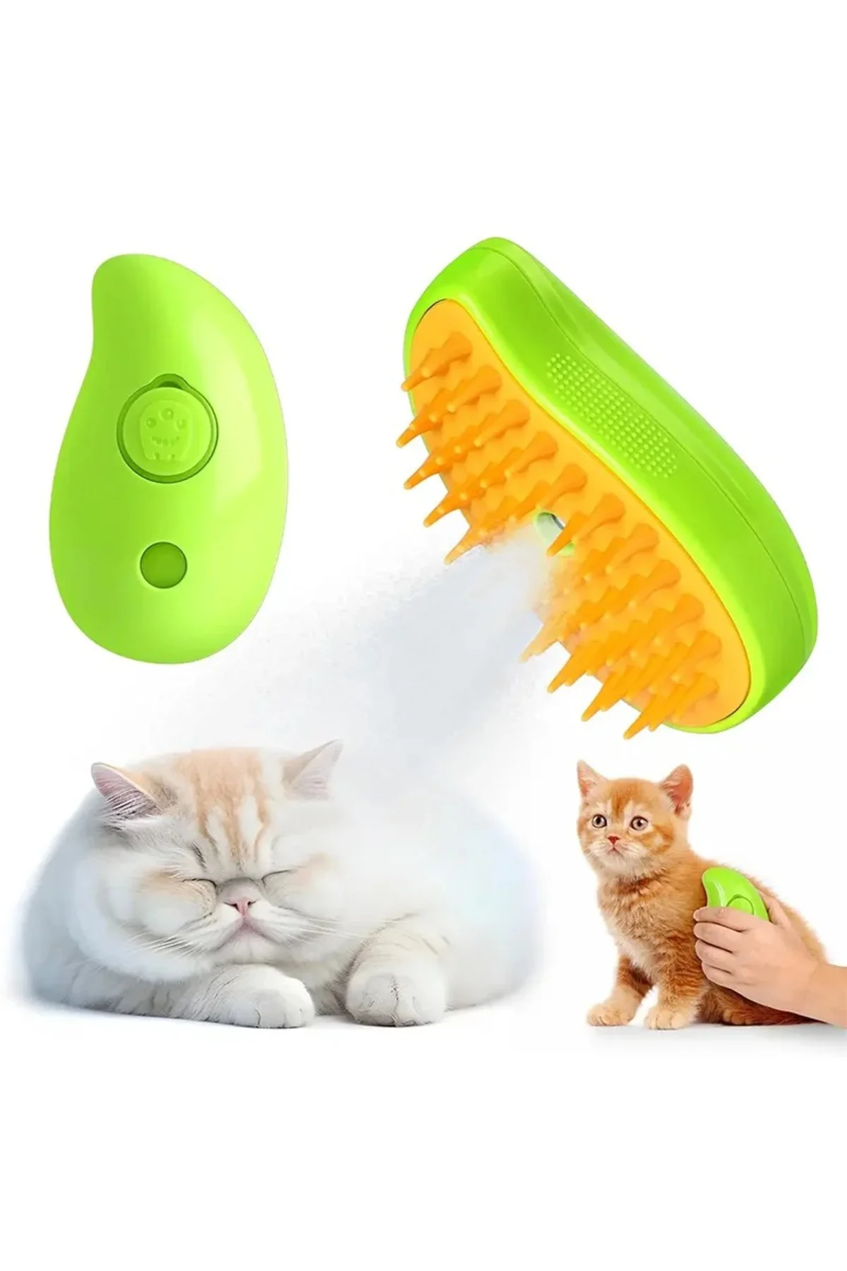 Buharlı Yumuşak Silikon Uçlu Kedi & Köpek Tüy Tarama Tarağı Yıkam