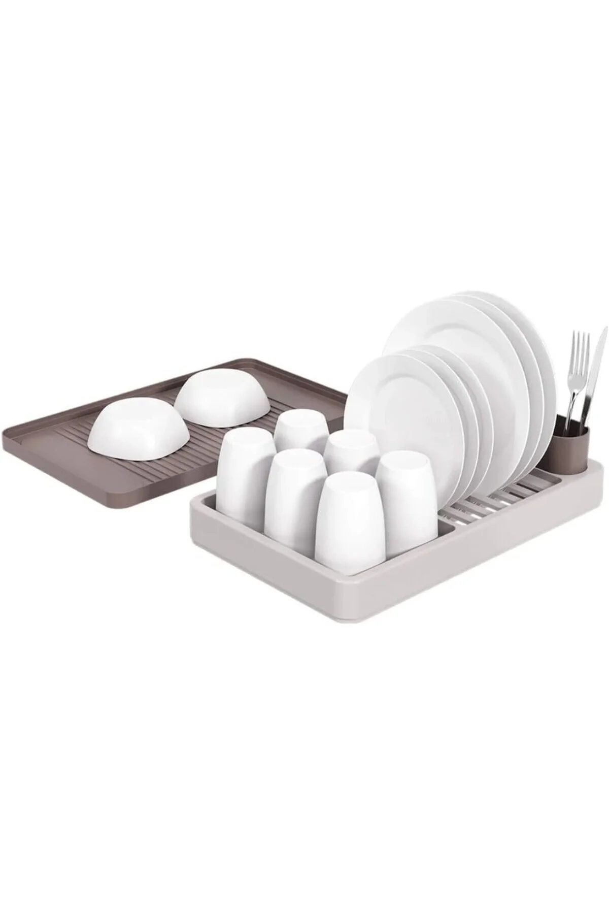 ® Bulaşıklık Tezgah Üstü Tabaklık & Bardaklık – Kaşıklık Bölmeli 