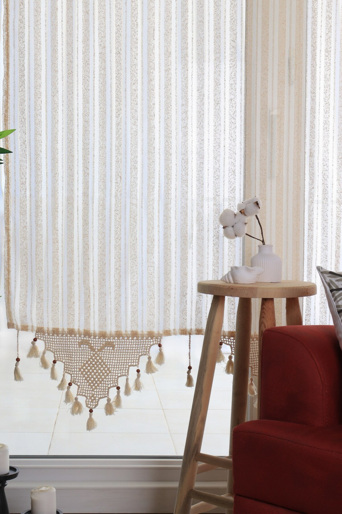 Buldan Concept Buldan Çizgili Tül Perde 220X200 Cm