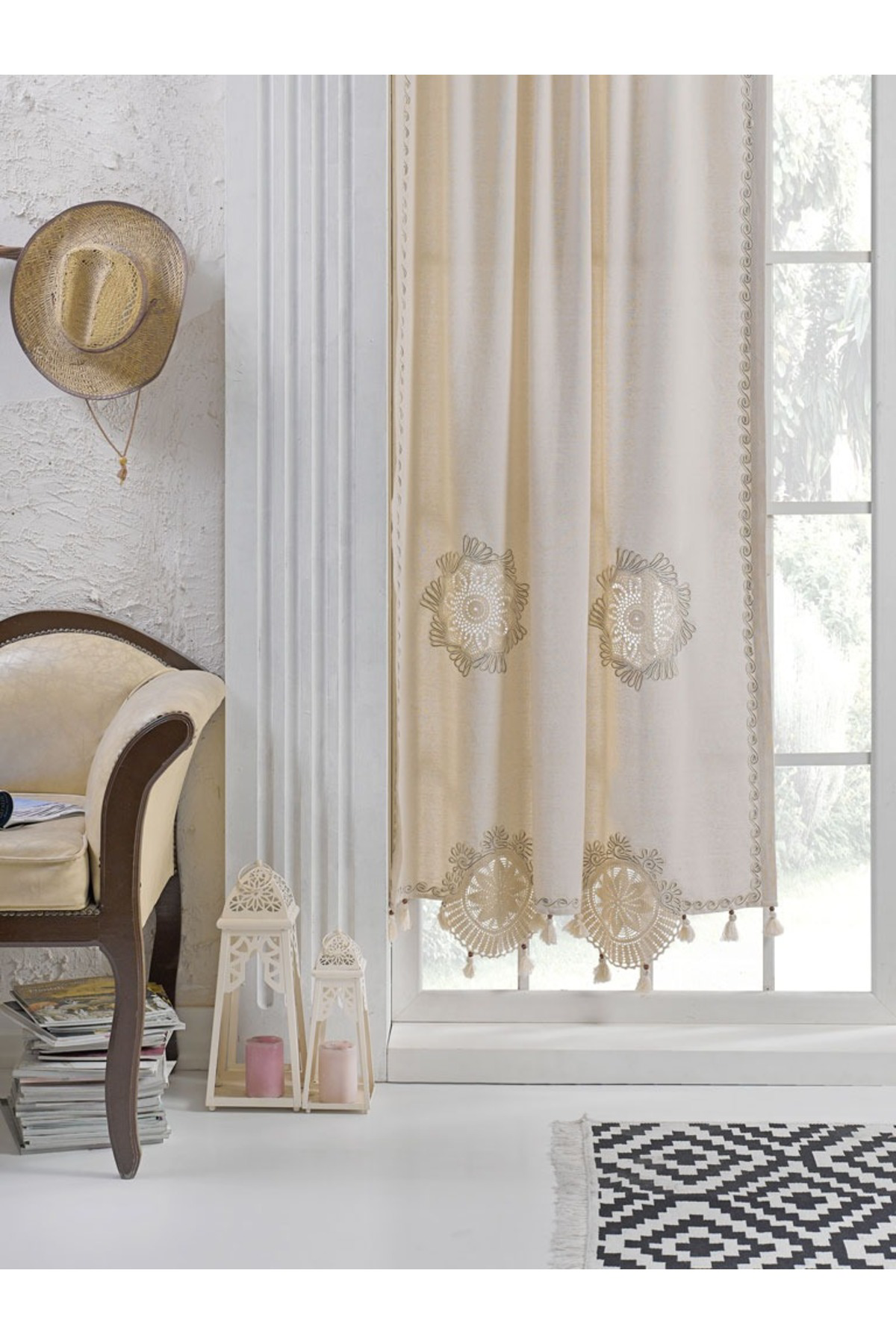 Buldan Concept Buldan Keten Perde El Dantelli 120X120 Cm