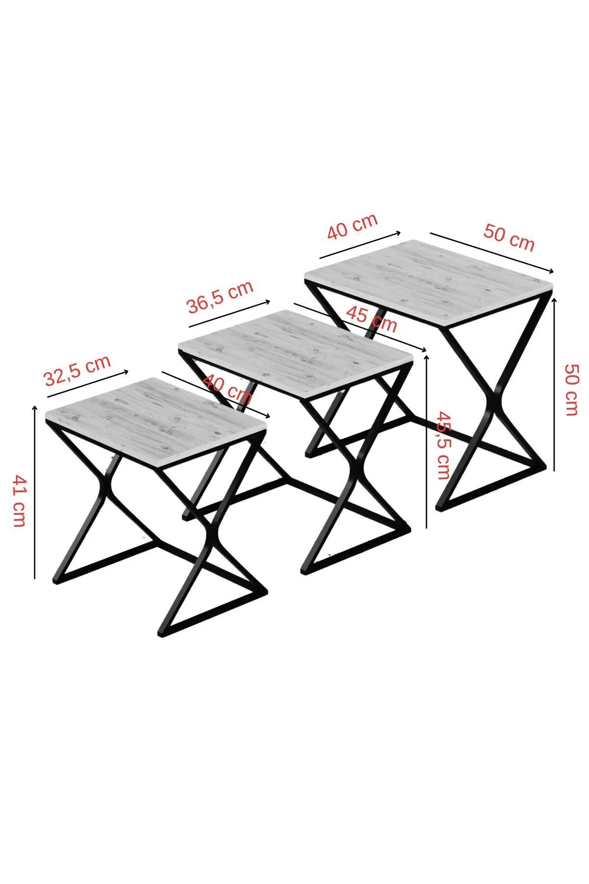 Bulut 3lü Zigon Sehpa Krom Ayak Beyaz Mermer
