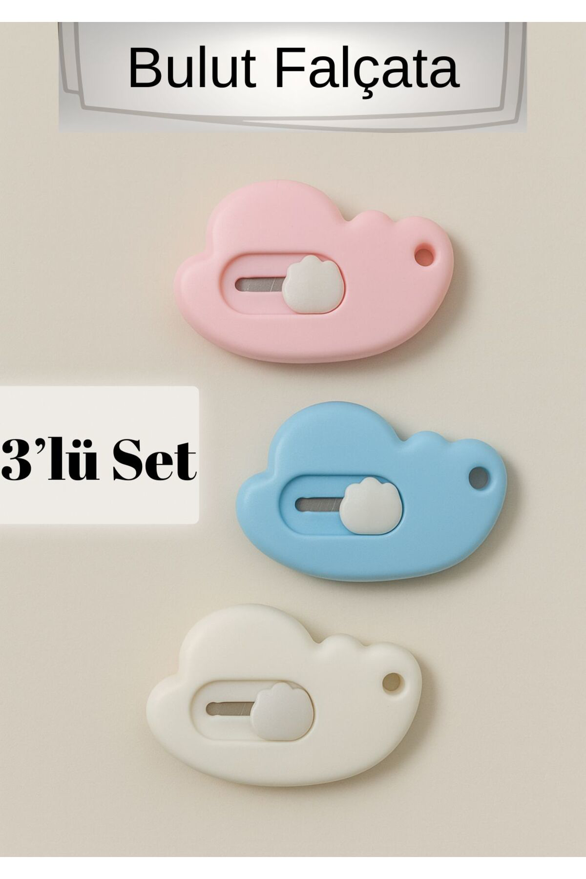 Bulut Falçata 3’lü Set – Renkli ve Pratik Kesici Seti