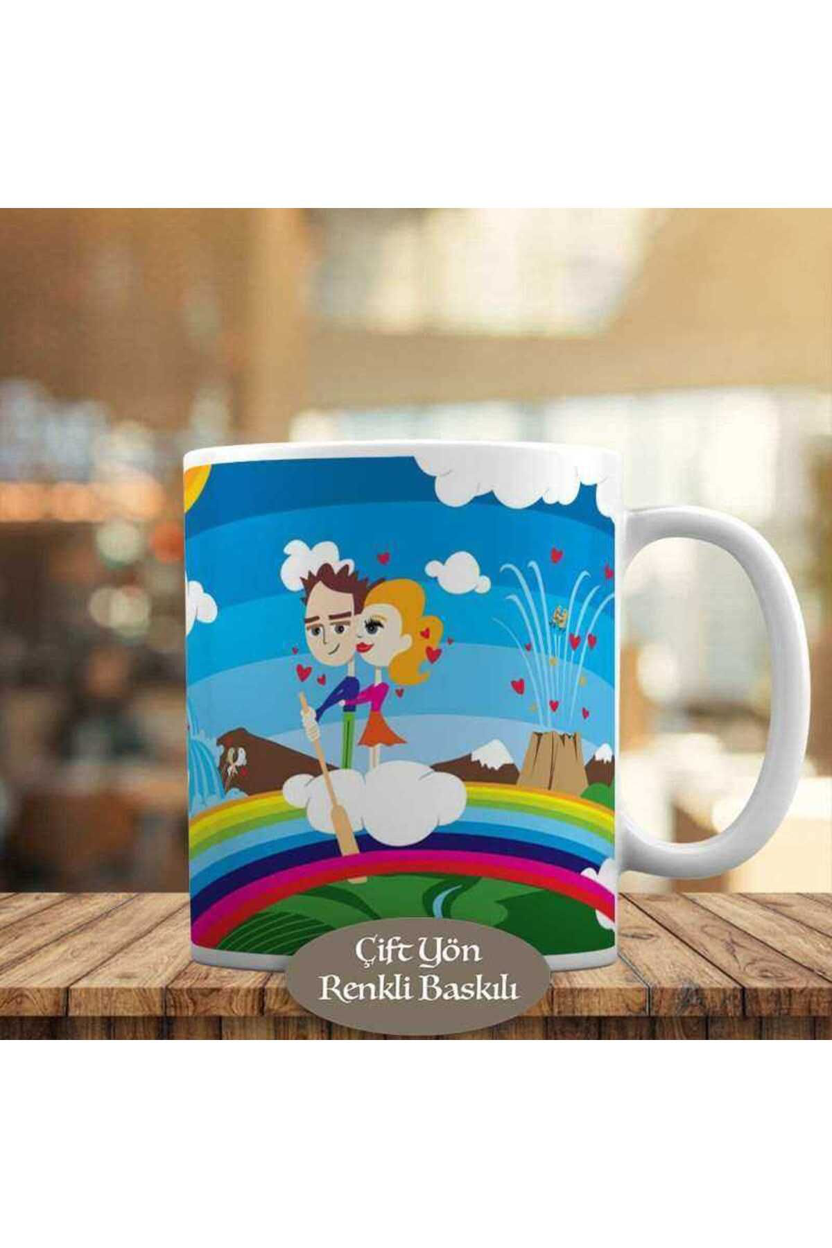 Asilmeydan Bulut Üstünde Gezen Çift Kupa Bardak Hediyelik-21-1614