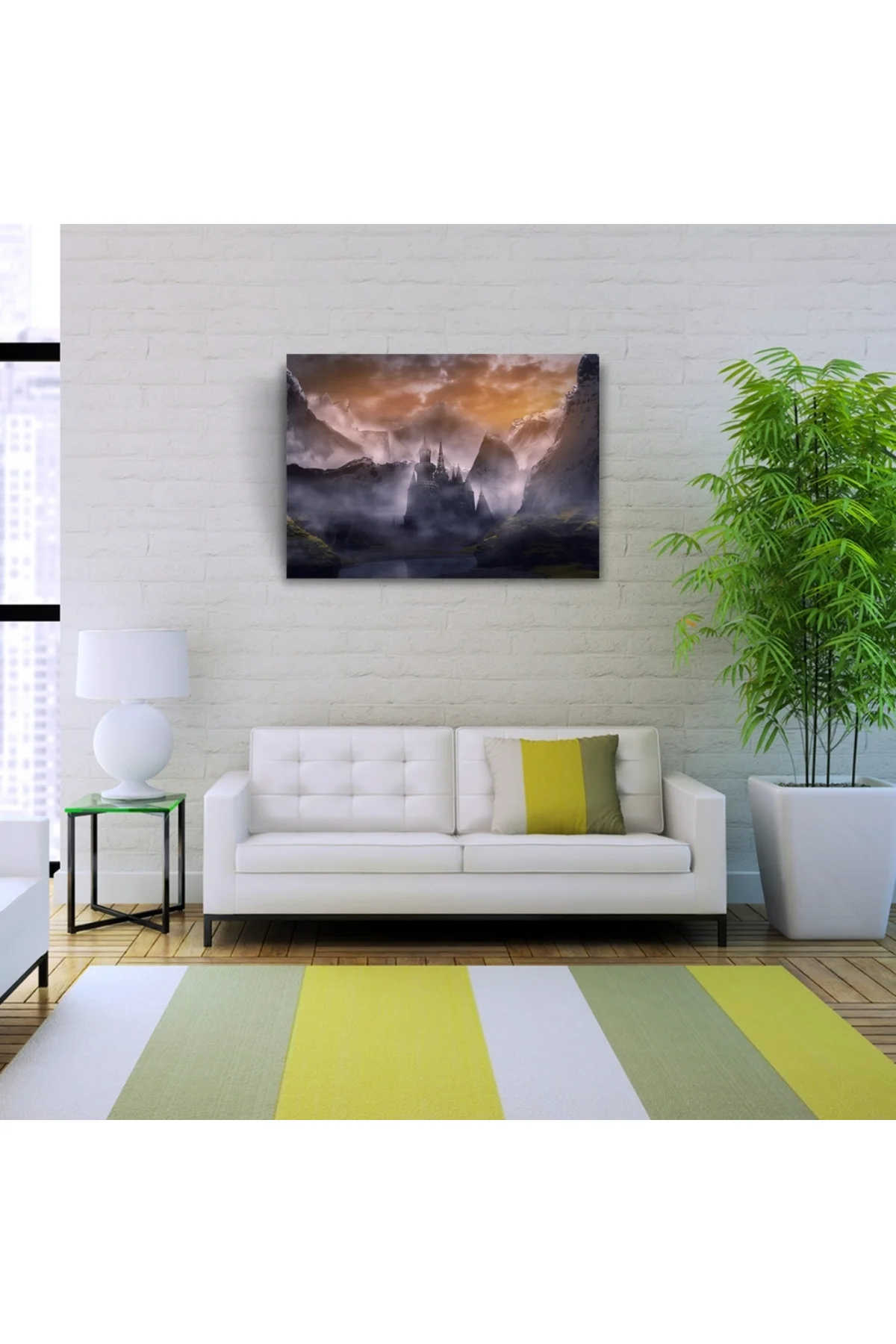 Bulutlar içinde Mistik Şato Kanvas Tablo 50 x 70