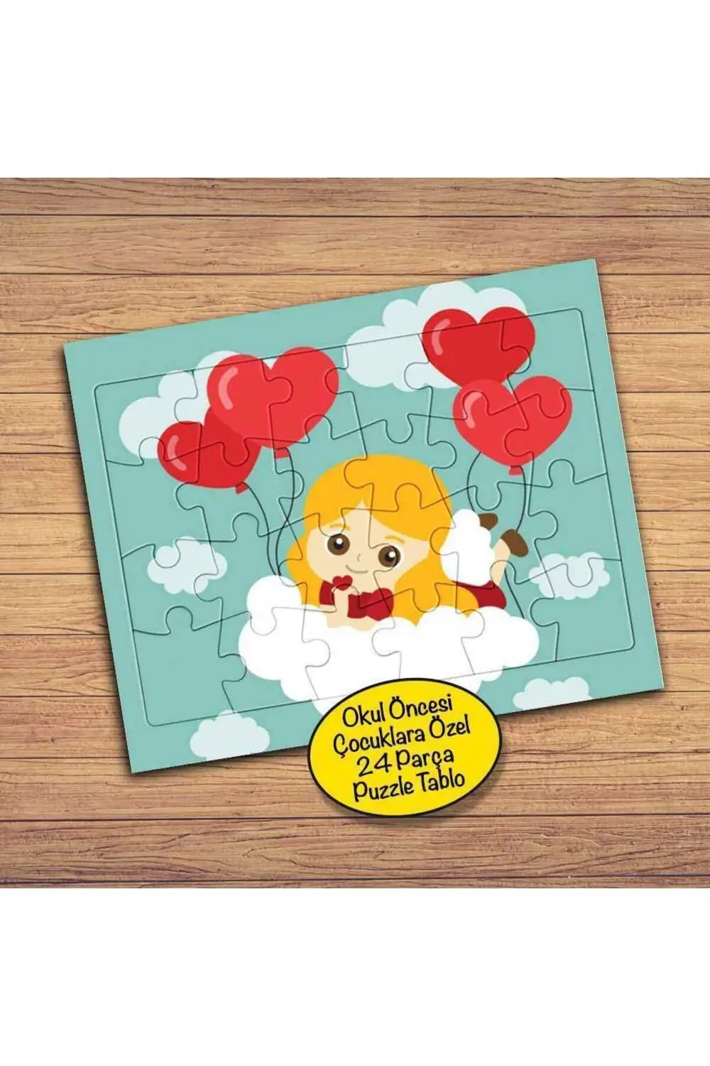 Bulutlarda Sevimli Kız 24 Parça Çocuklara Özel Yapboz Tablo 4492