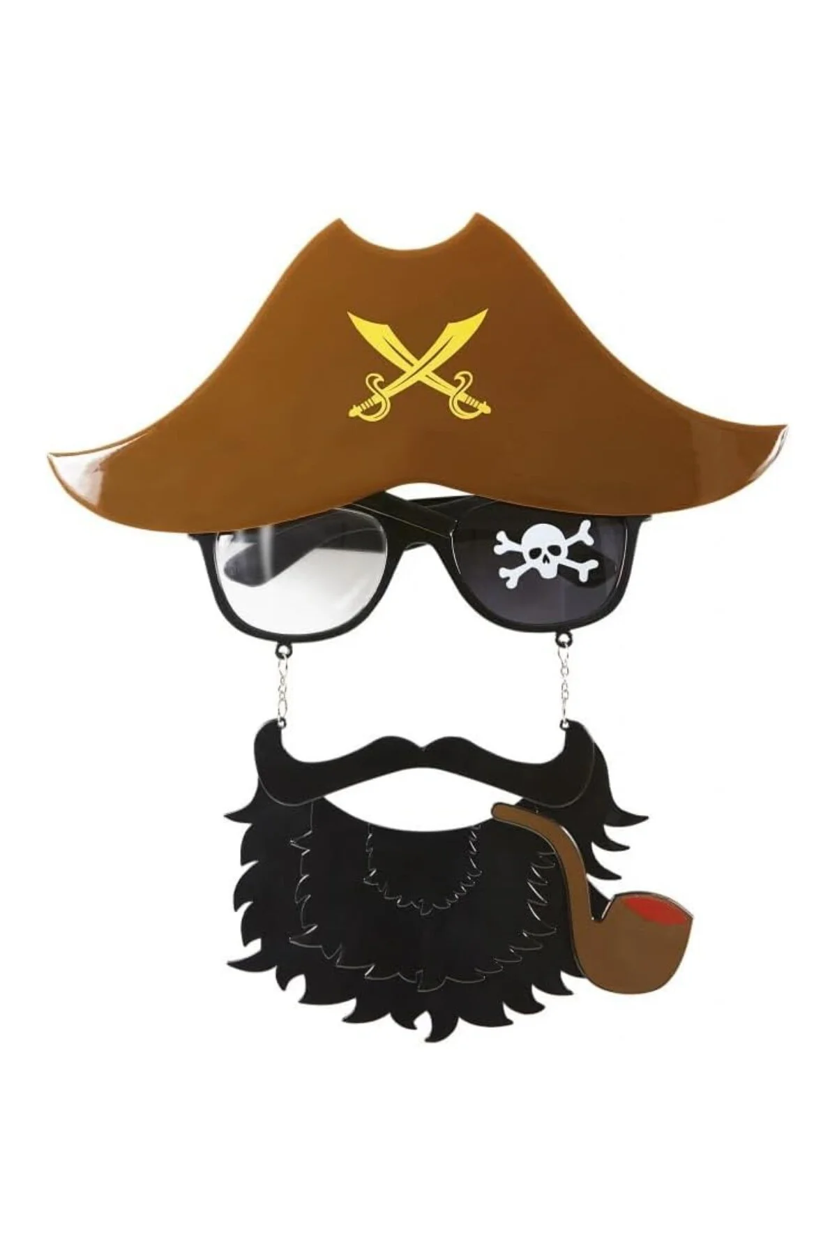 BulutRetail Kahve Şapkalı Pipolu Jack Sparrow Gözlüğü