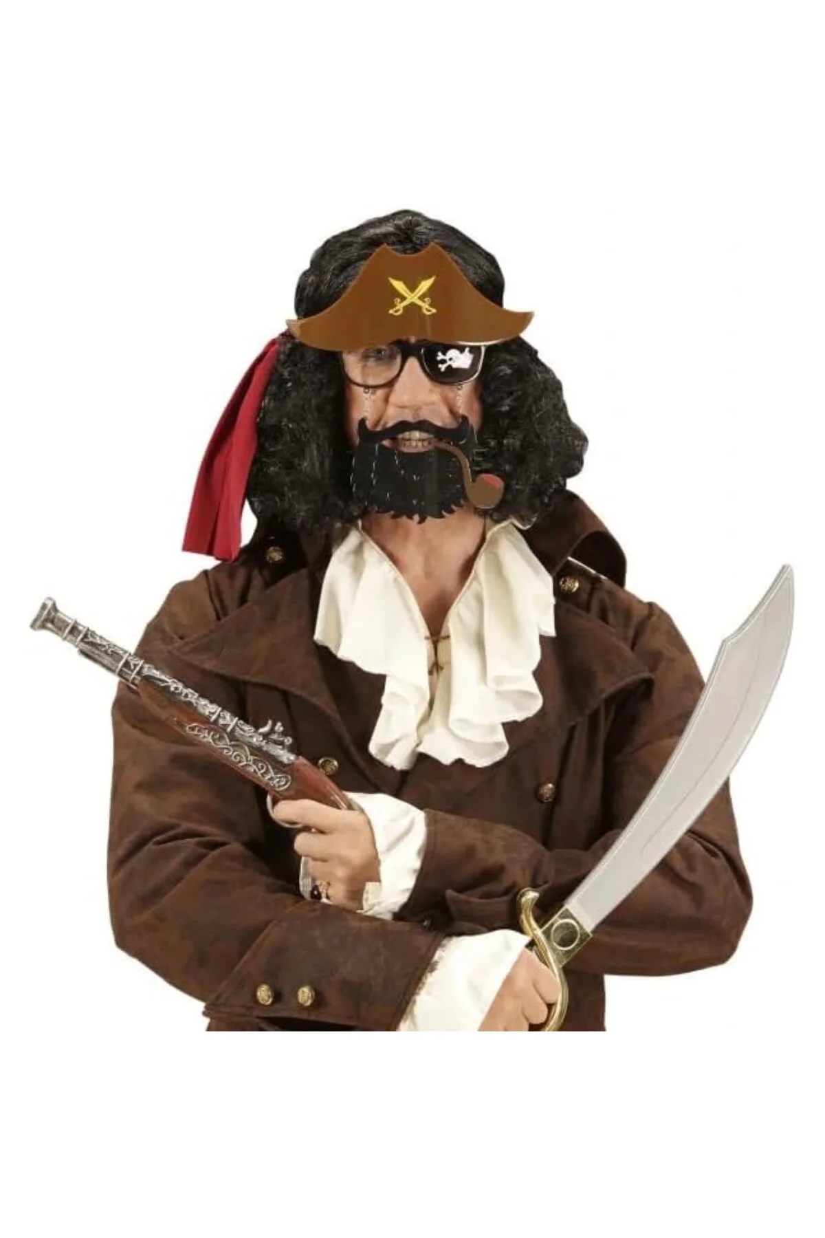 BulutRetail Kahve Şapkalı Pipolu Jack Sparrow Gözlüğü