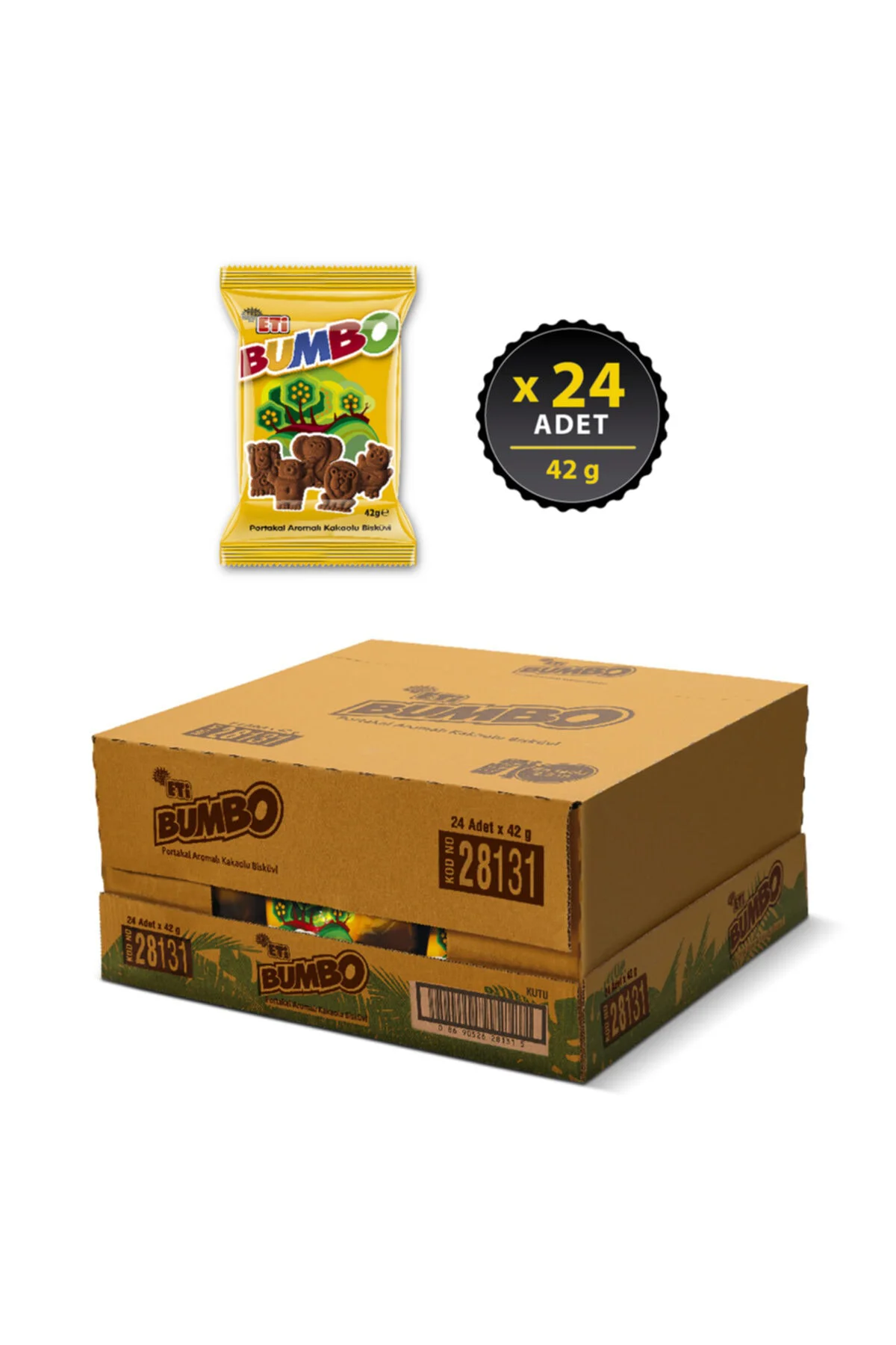Bumbo Portakal Aromalı Kakaolu Bisküvi 42 g x 24 Adet