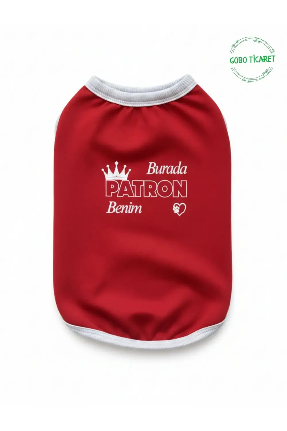 Burada Patron Benim Baskılı Kırmızı Kedi ve Köpek Kıyafeti Elbise