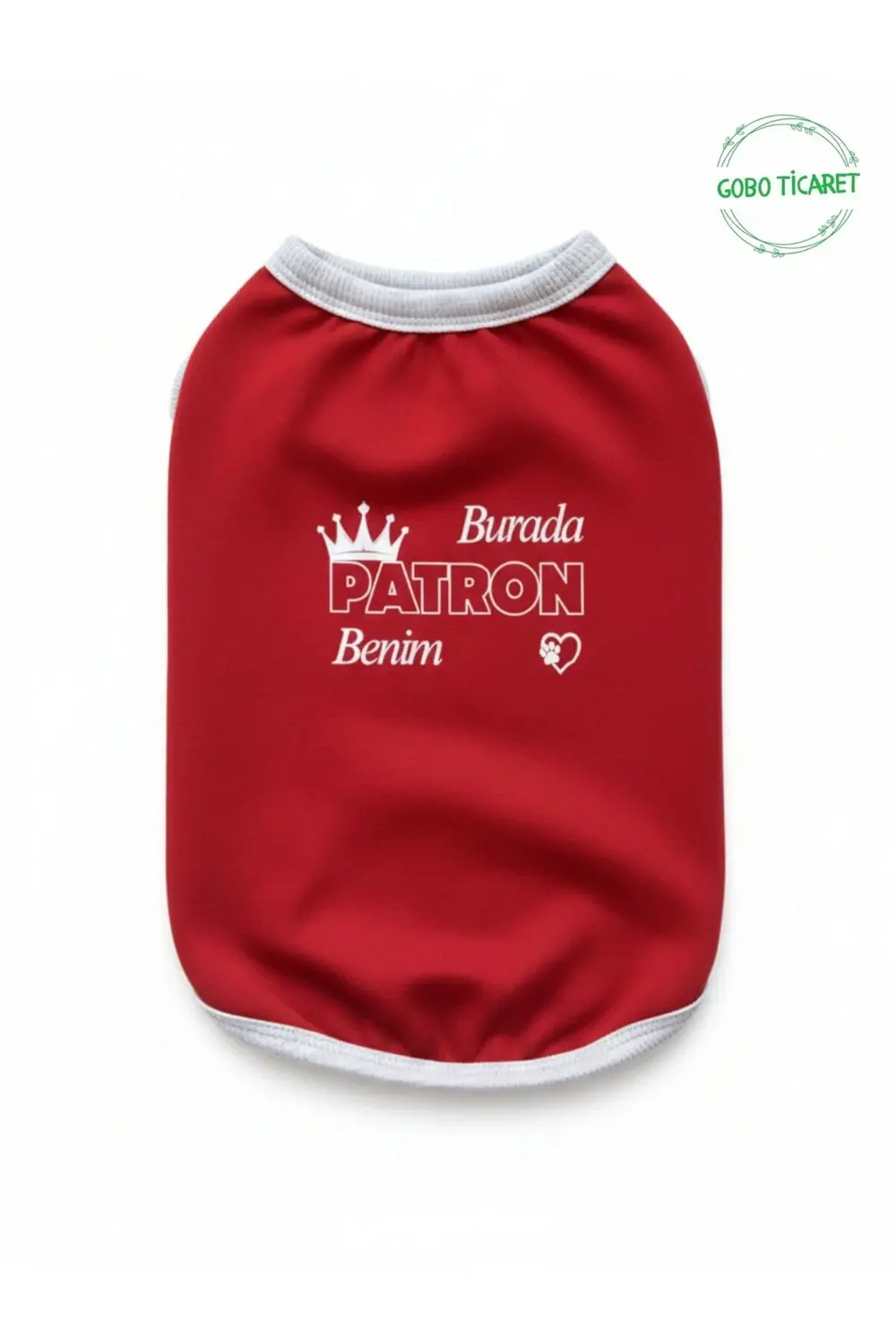 Burada Patron Benim Baskılı Kırmızı Kedi ve Köpek Kıyafeti Elbise