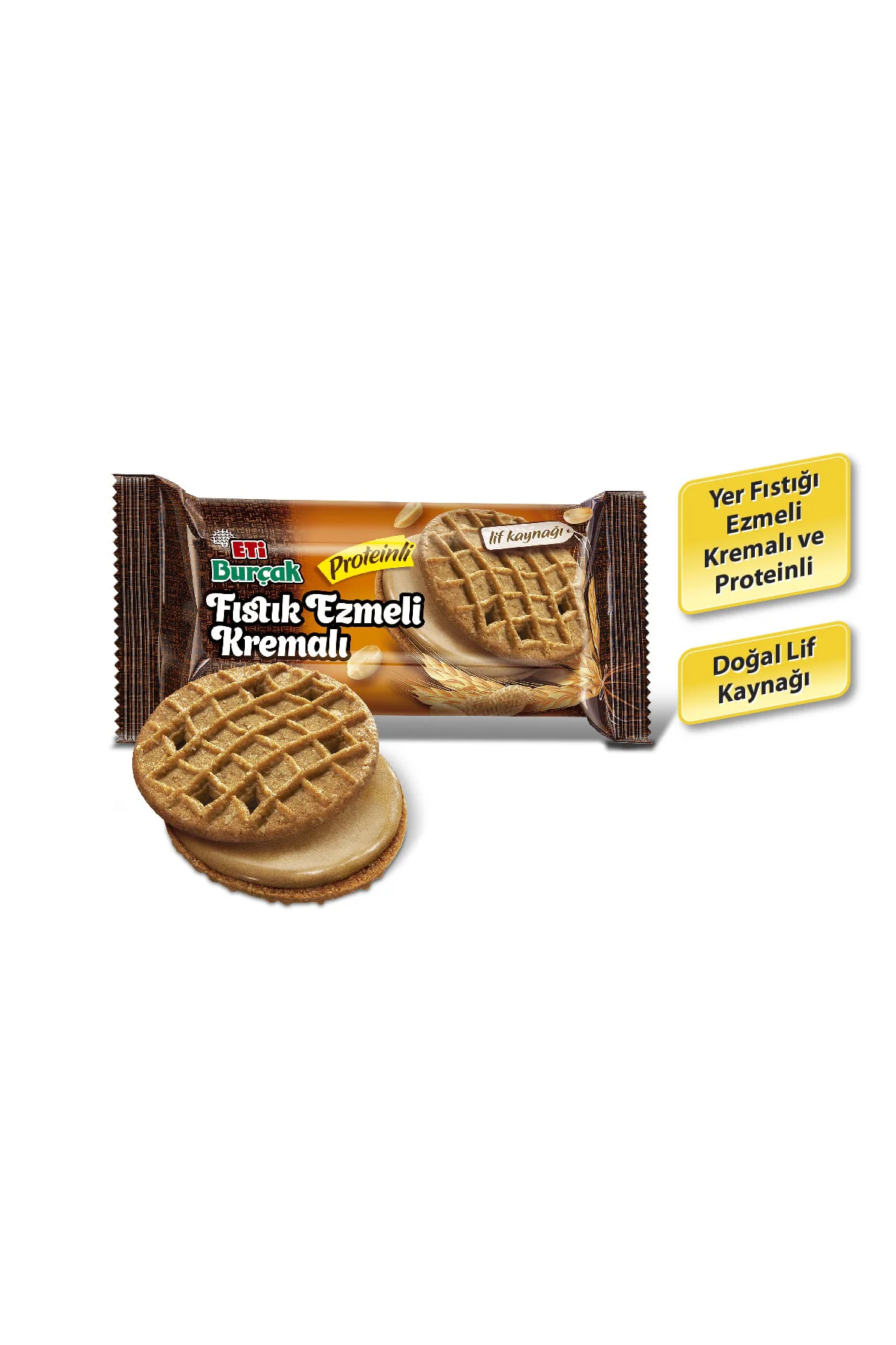 Burçak Fıstık Ezmeli Kremalı Proteinli Bisküvi 175 g x 18 Adet
