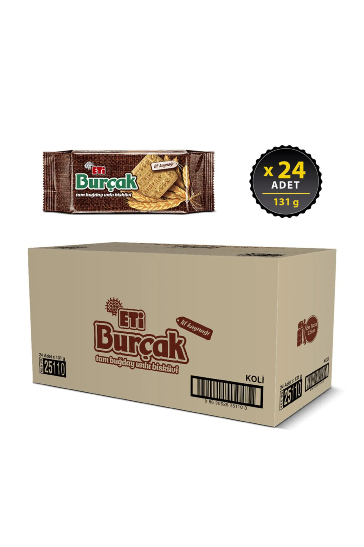 Burçak Tam Buğday Unlu Bisküvi 131 g x 24 Adet