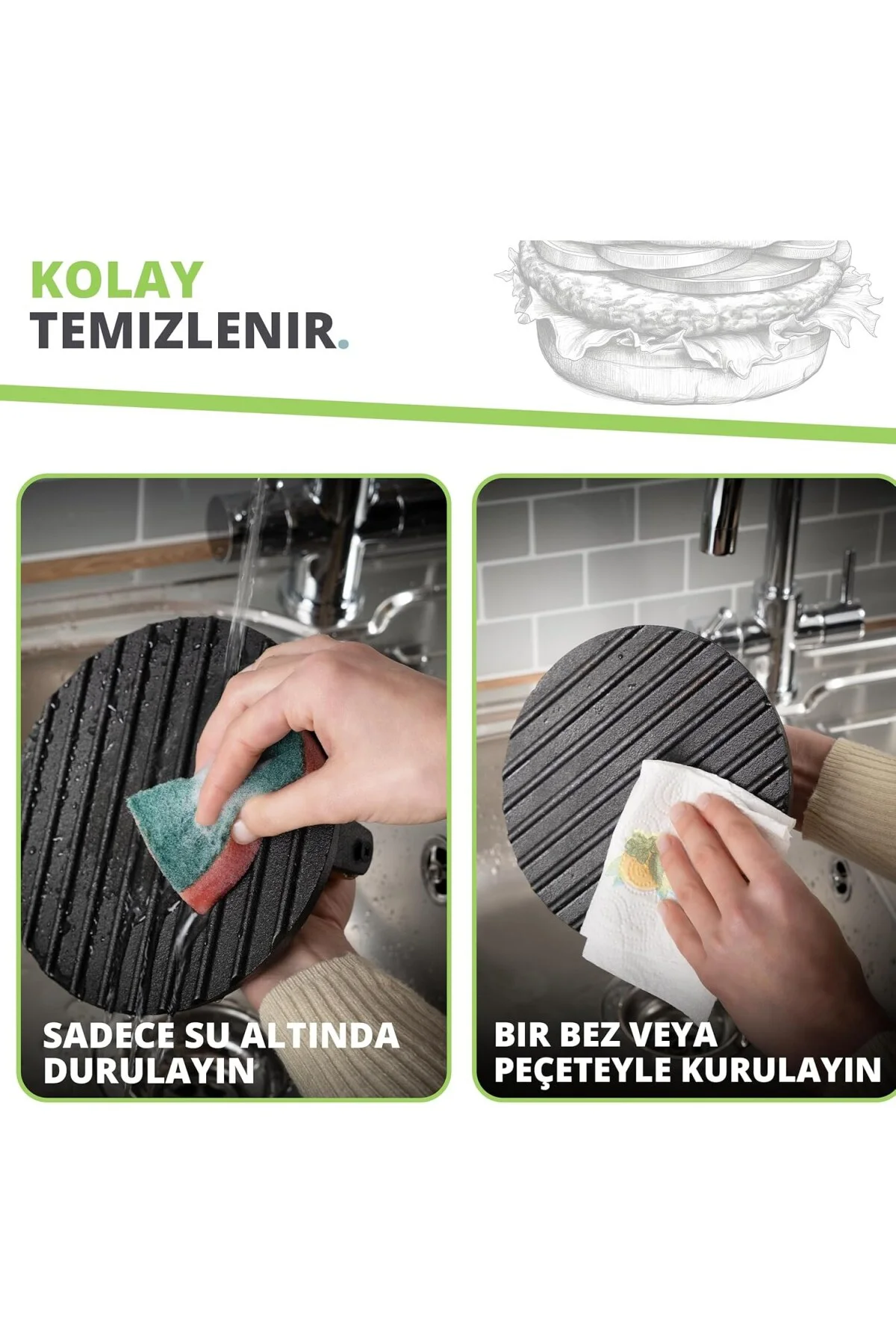 ® Burger Presi - Yüksek Kaliteli, Ağır Hizmet Tipi, Dökme Demir -