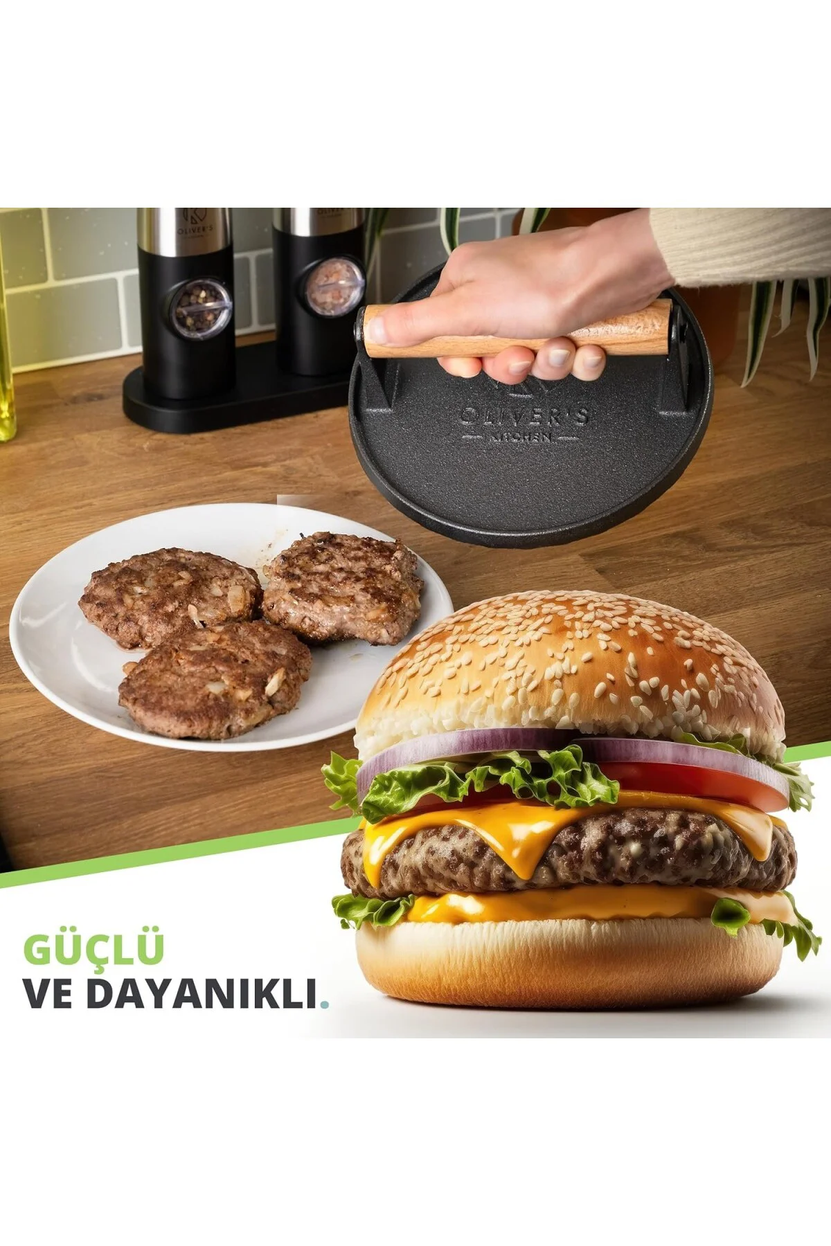 ® Burger Presi - Yüksek Kaliteli, Ağır Hizmet Tipi, Dökme Demir -