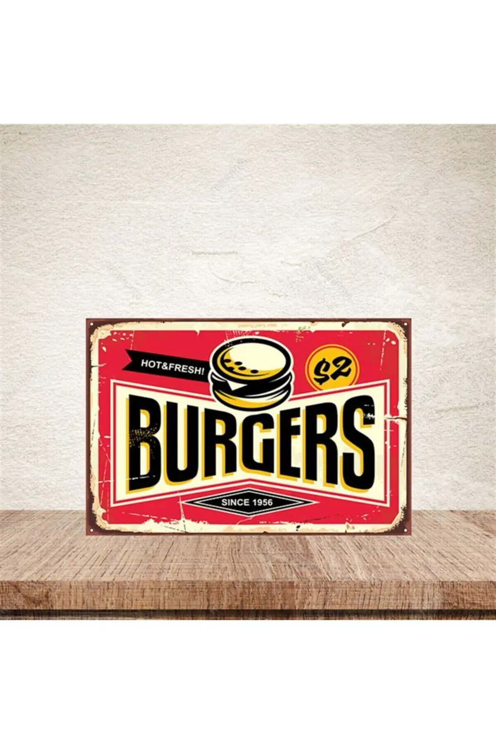 Burgers Retro Ahşap Poster 20-30 cm