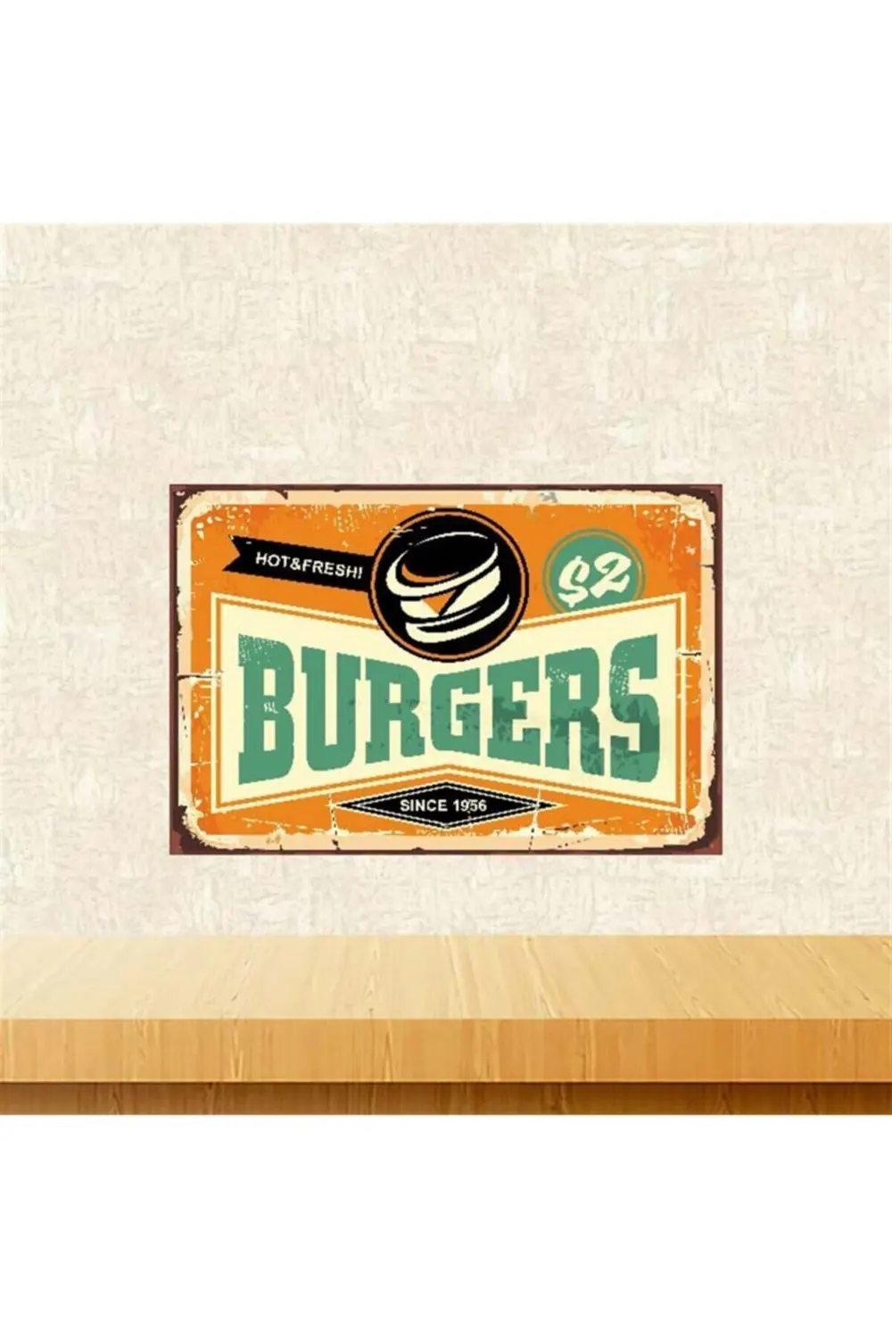 Burgers Retro Ahşap Poster