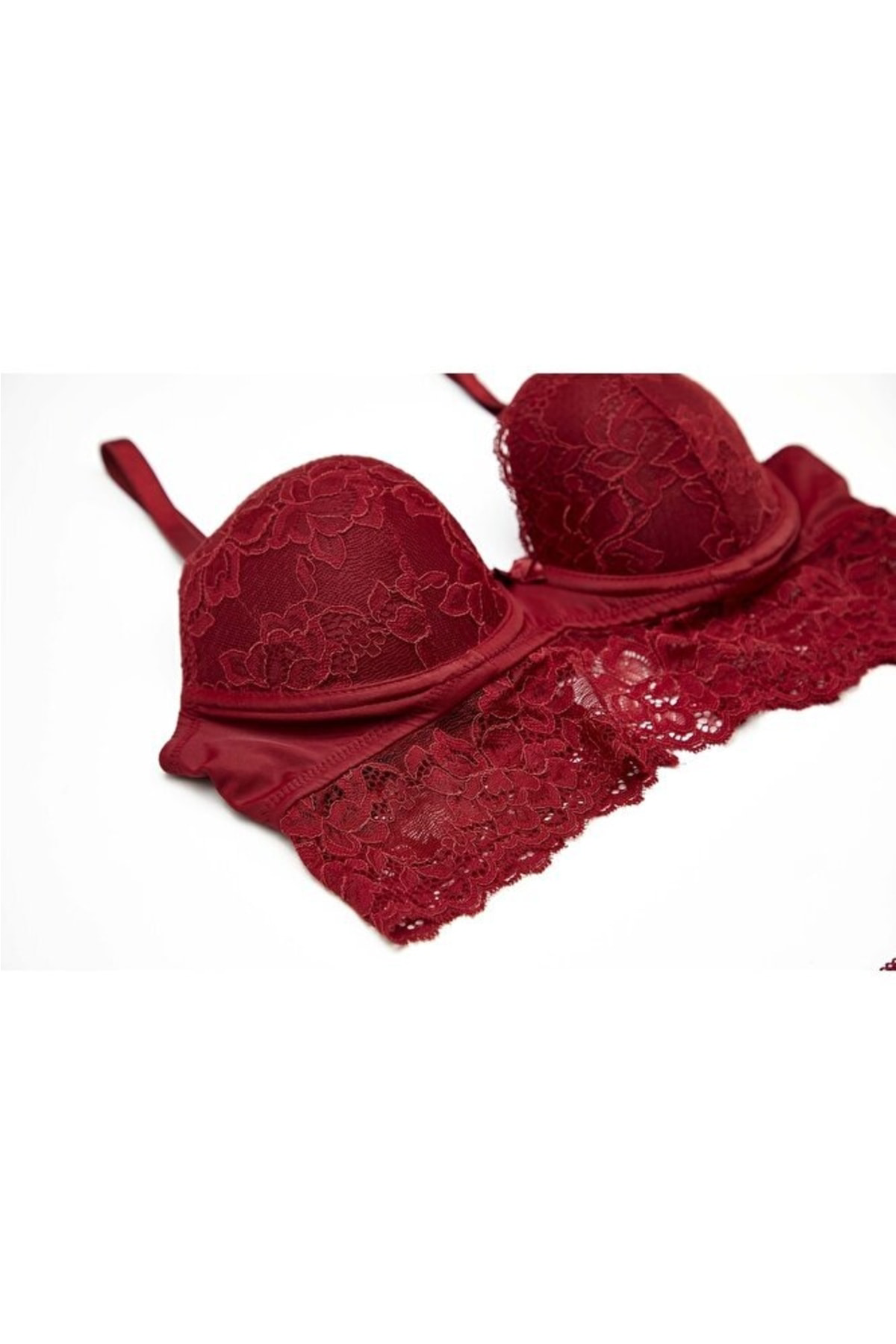 Godewo Burgundy Dolgulu Büstiyer Takım