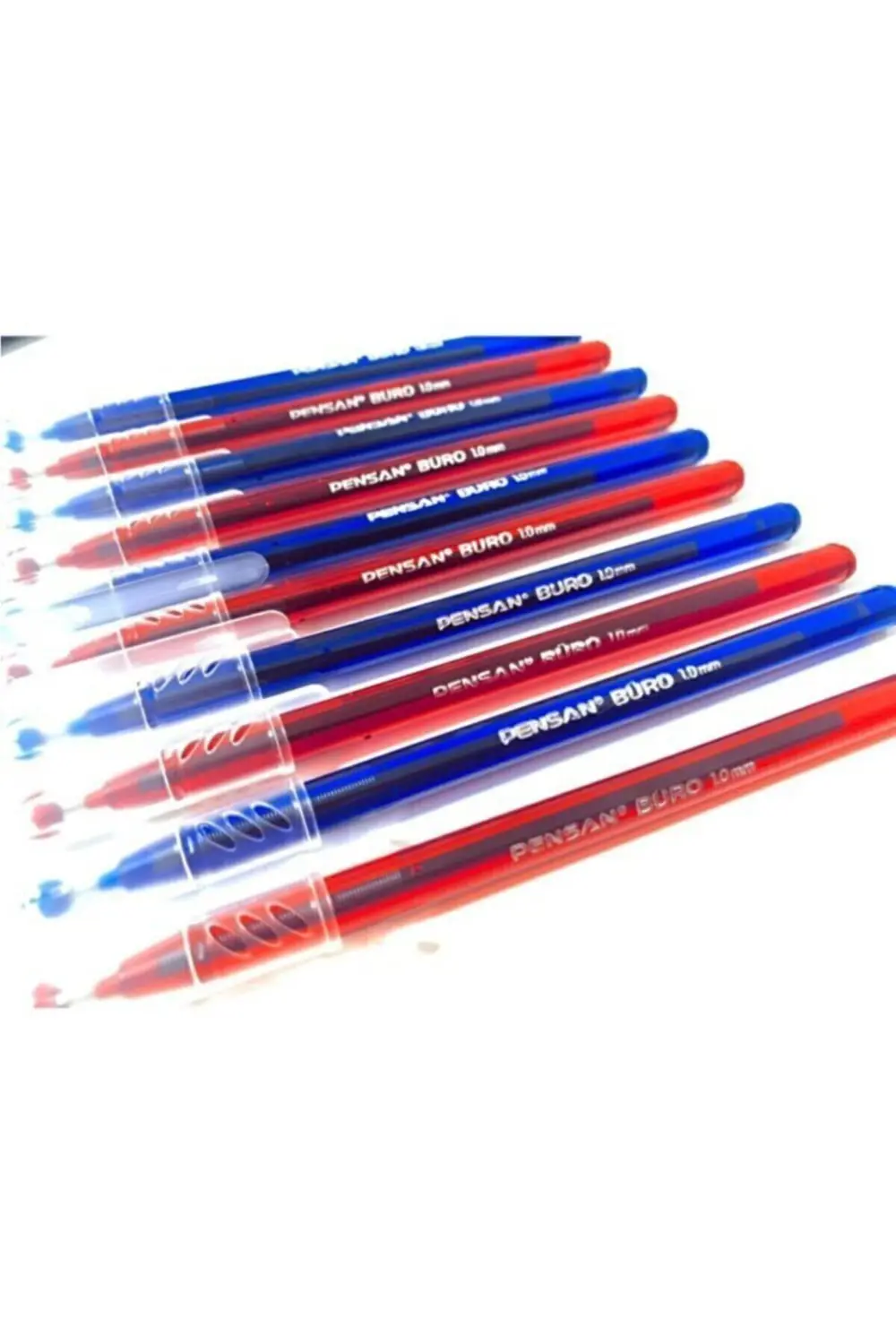 Büro 1.0 Mm Tükenmez Kalem 5 Kırmızı Kalem + 5 Mavi Kalem ( Topla