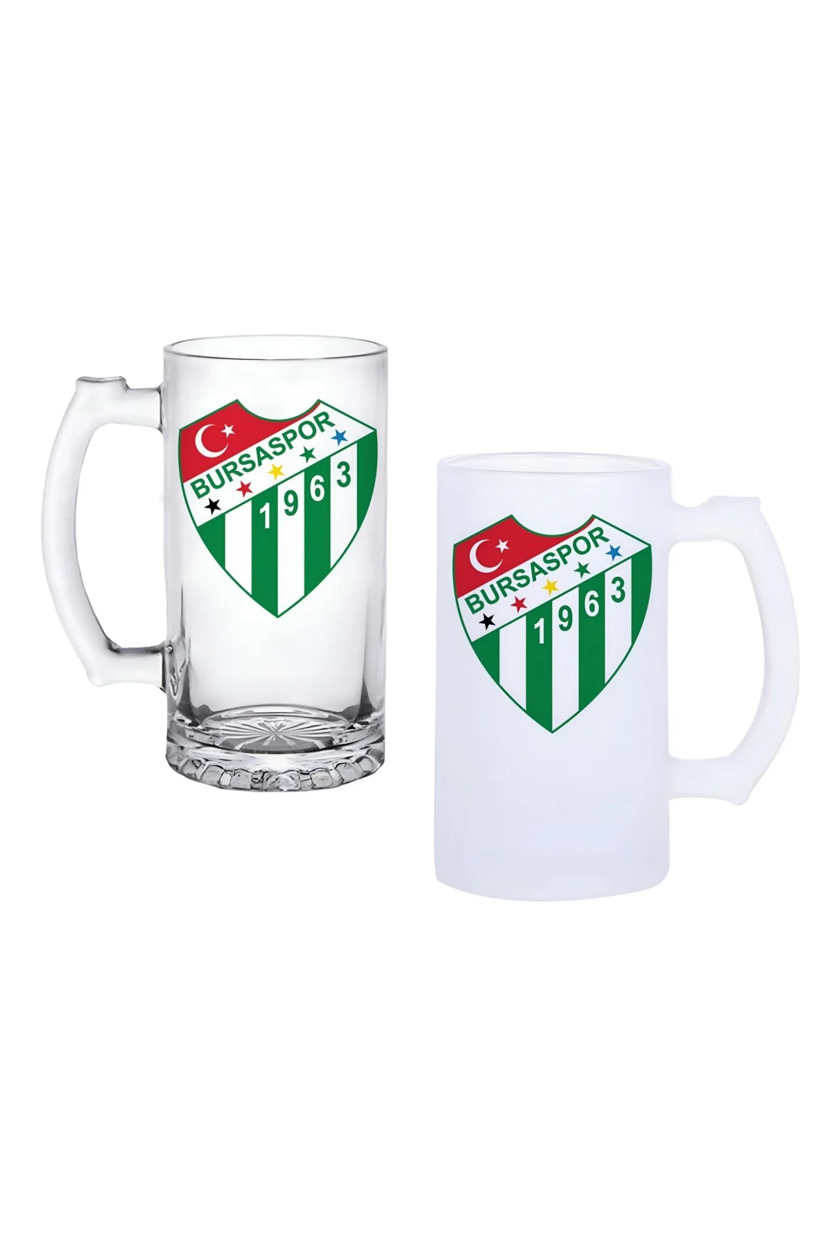 Bursaspor Kulplu Bira Bardağı Buzlu veya Şeffaf Seçenekli 046