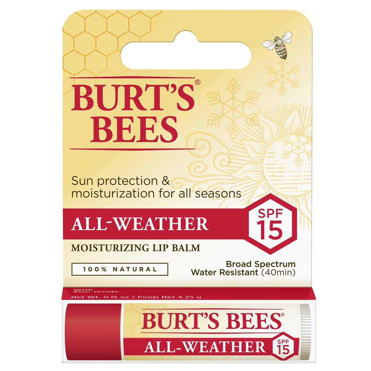 Burt's Bees Lip Balm - All Weather SPF Lip Balm Tube Blister Pack