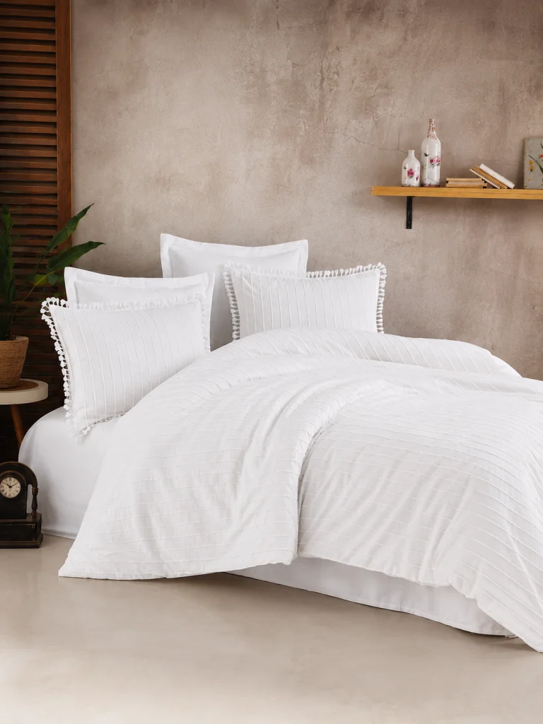 Butik Nev Takımı Çift Kişilik Estina V6 Beyaz