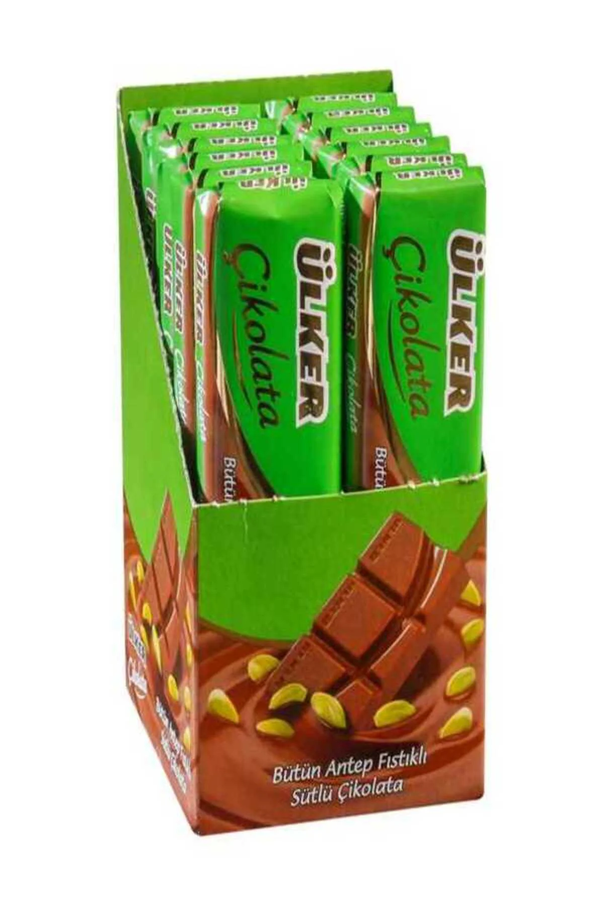 Bütün Antep Fıstıklı Sütlü Baton Çikolata 30 gram X (12 ADET)