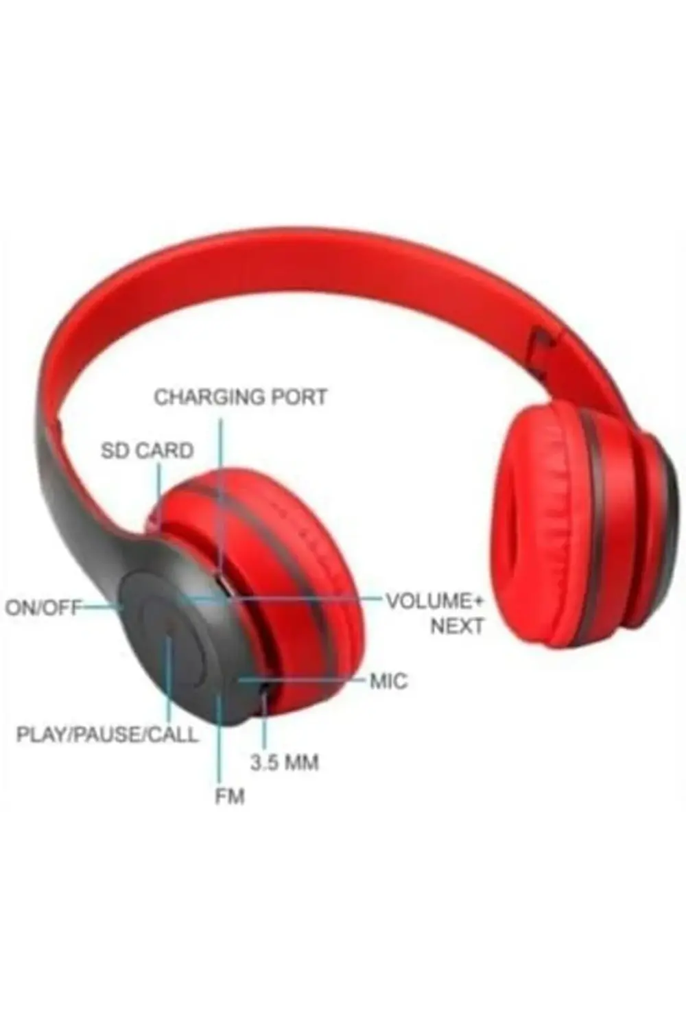 buybeam KABLOSUZ KATLANABİLİR KULAK ÜSTÜ KIRMIZI SOLO KULAKLIK Wİ