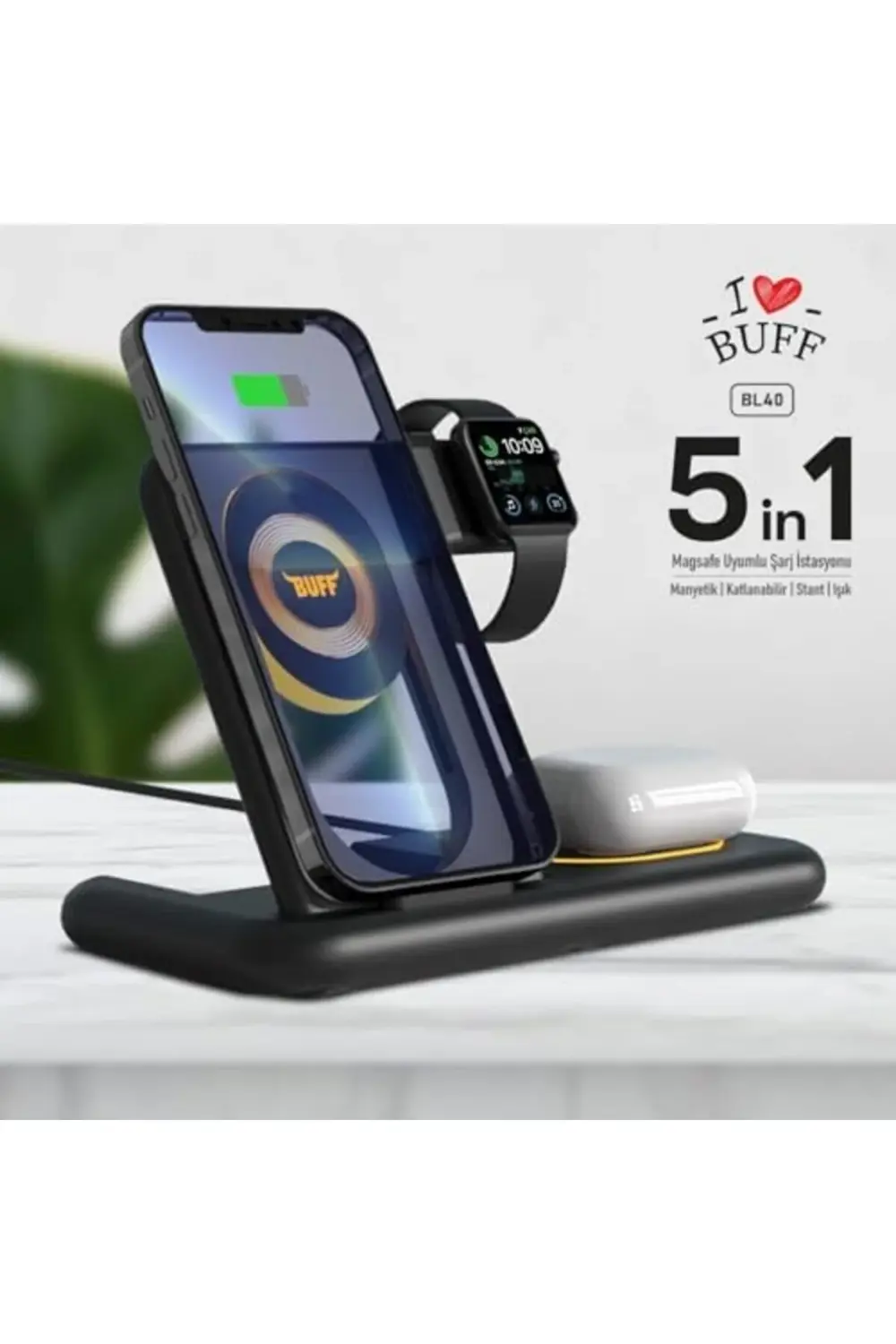 buybeam LABS BL40 5in1 Telefon Kulaklık Tutucu Kablosuz Led Işıkl