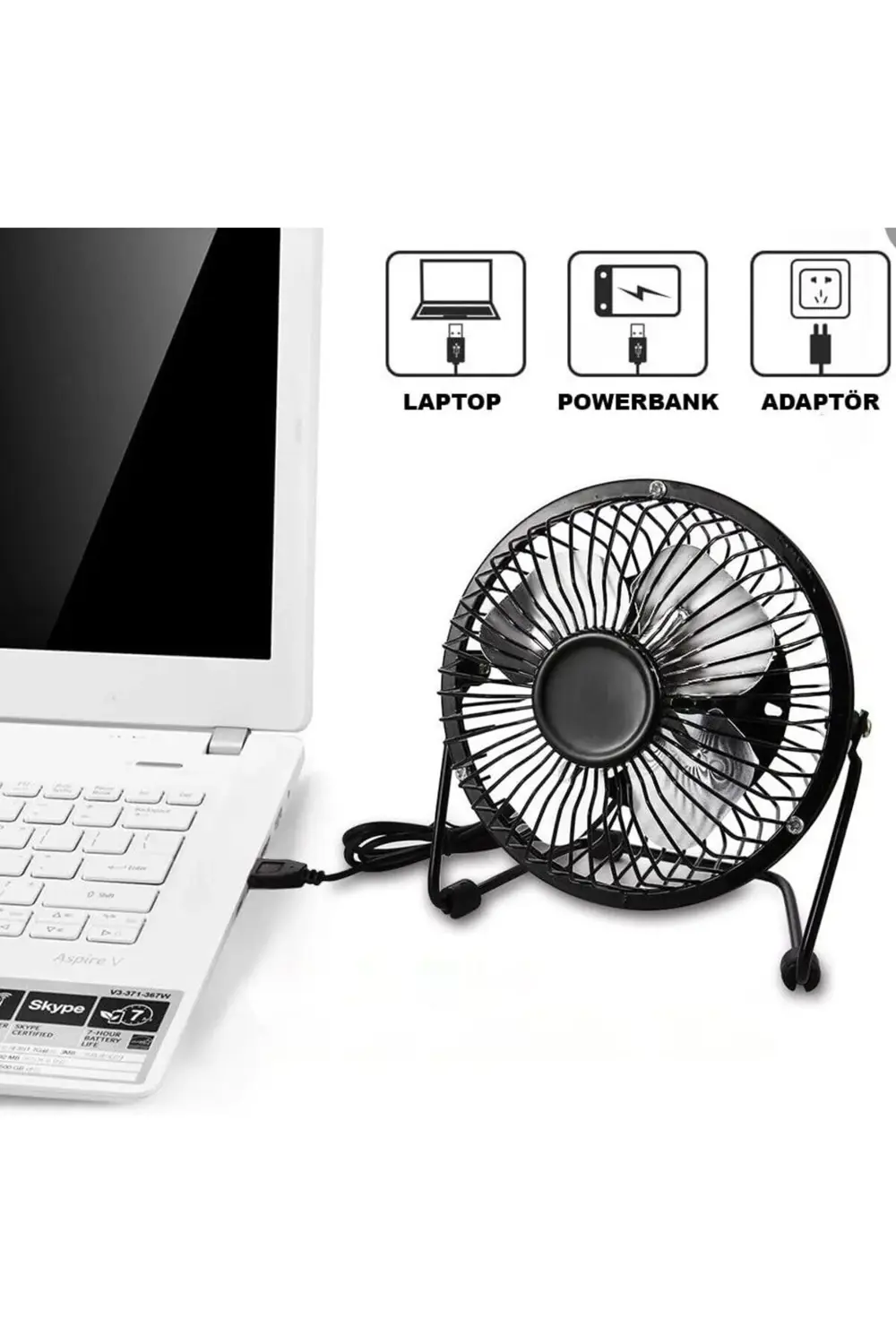 buybeam Masa Üstü USB Fan Soğutucu Klima - Metal Serinletici Mini