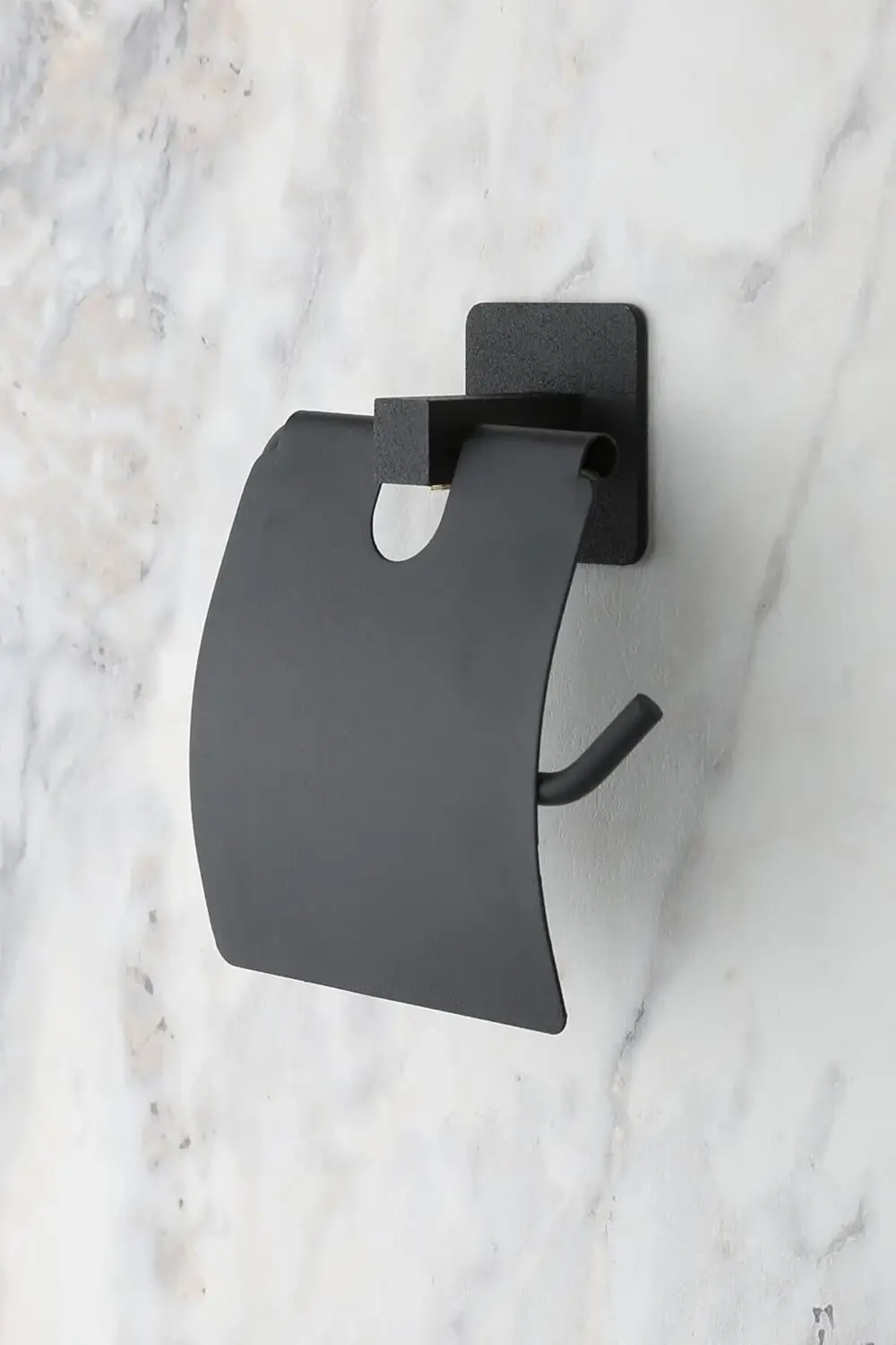 buyflair Kare Siyah Yapışkanlı Kapaklı Tuvalet Kağıtlığı Wc Kağıt