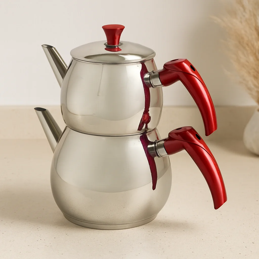 Büyük Aile Çelik Çaydanlık Seti (Üst 1.2L / Alt 2L) Fiyatı, Yorumları ve Özellikleri