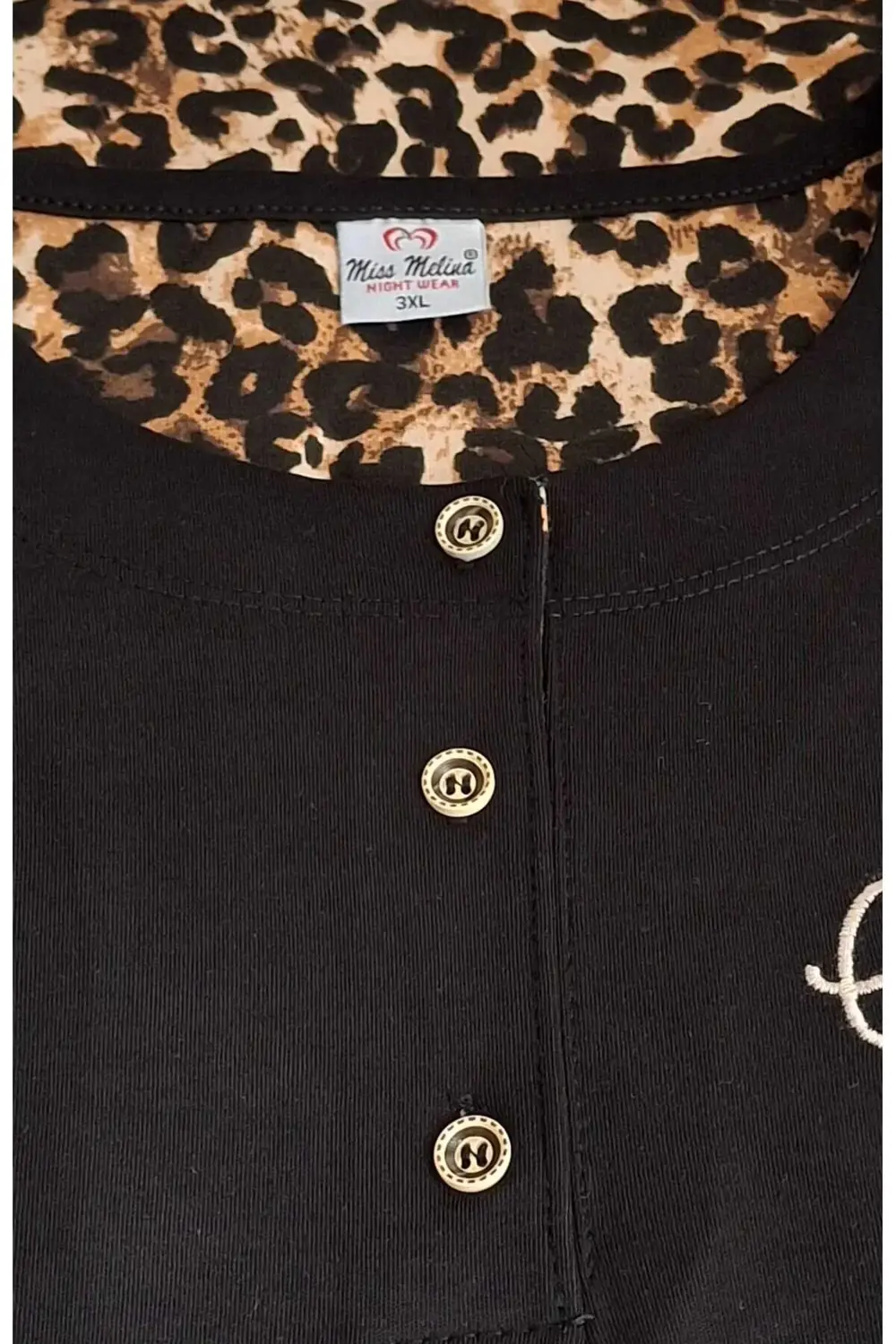 Büyük Beden % 100 Pamuk Uzun Kol Kadın Pijama Takımı LEOPAR