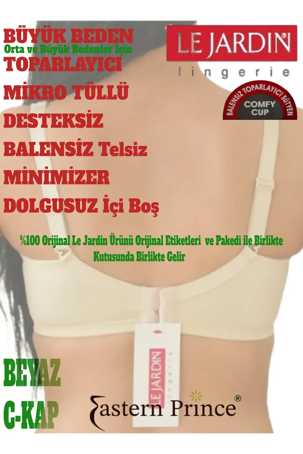 Büyük Beden Balensiz Toparlayıcı Sütyen Küçültücü Mikro Tüllü Des