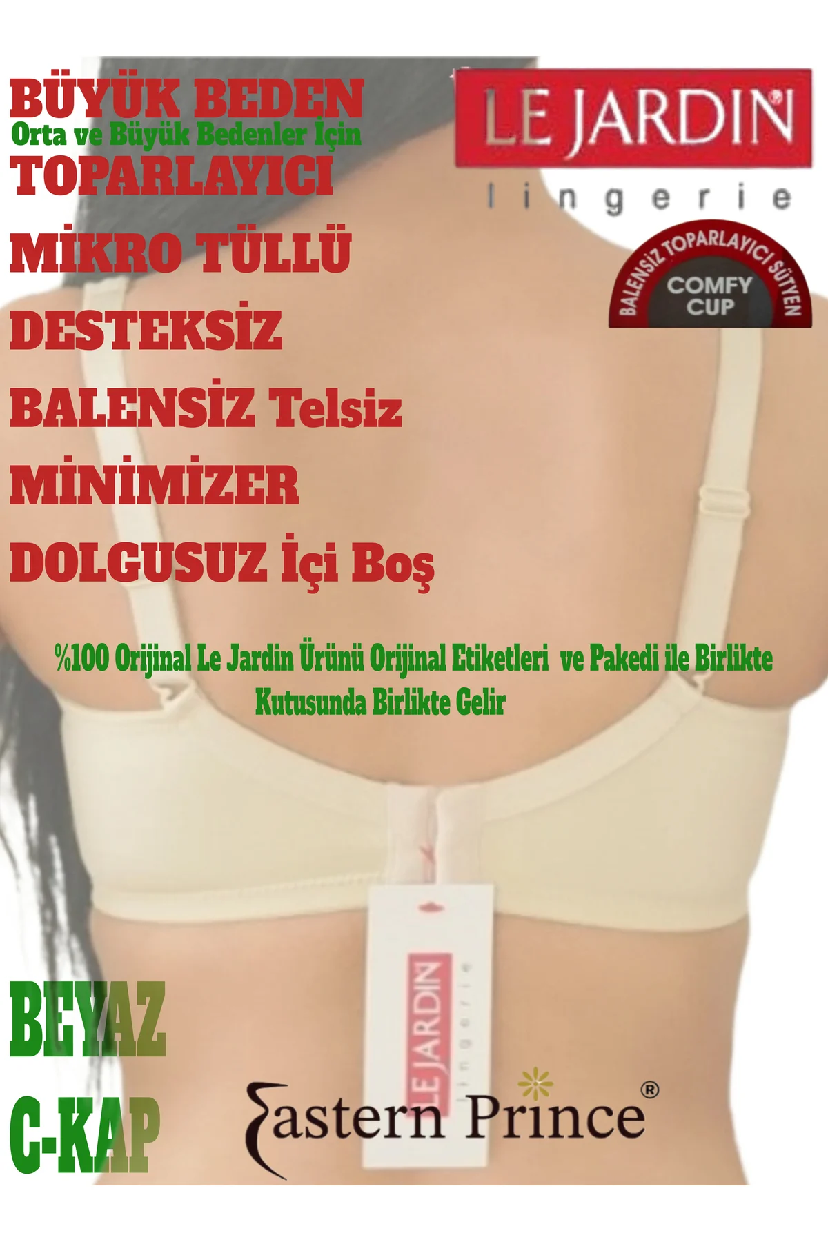 Büyük Beden Balensiz Toparlayıcı Sütyen Küçültücü Mikro Tüllü Des