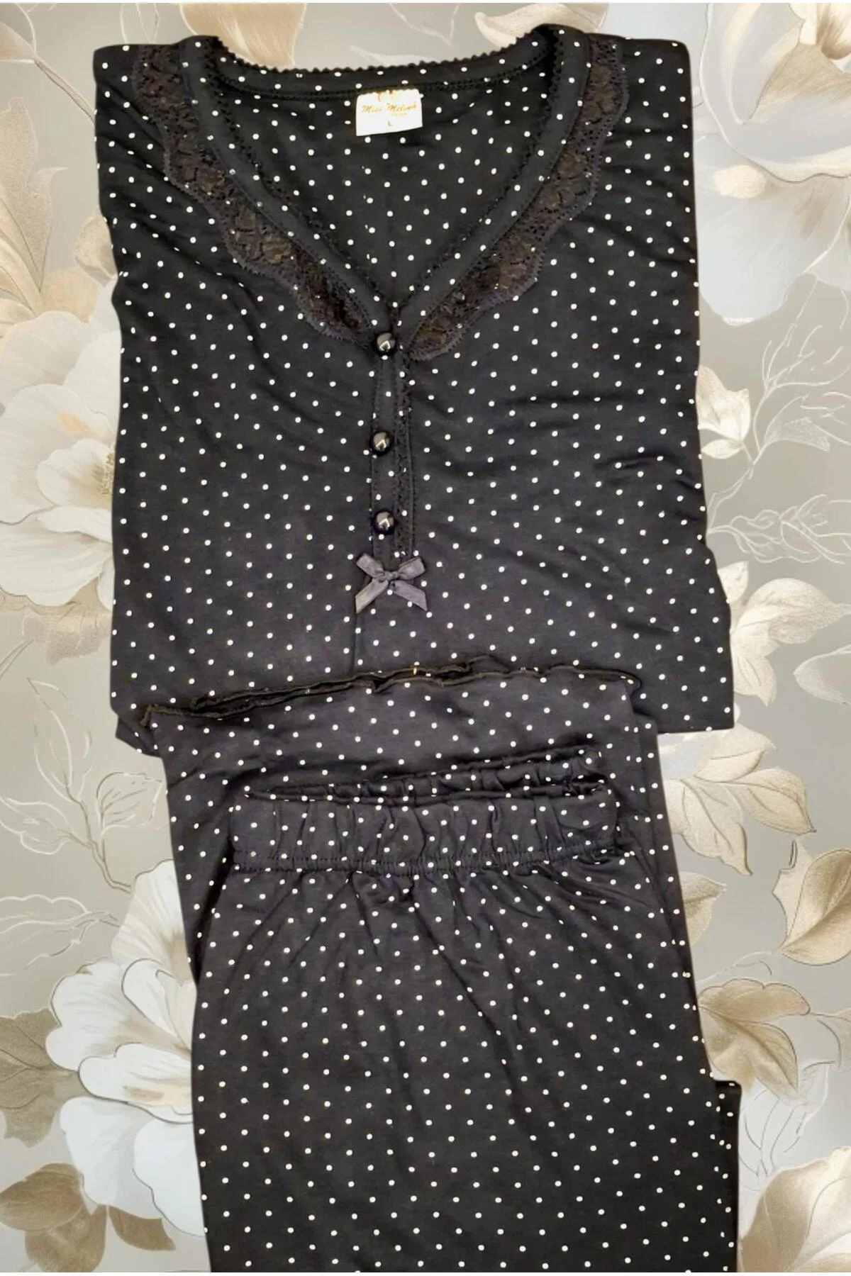 Büyük Beden Bambu Kadın Kapri Pijama Takımı Lacivert