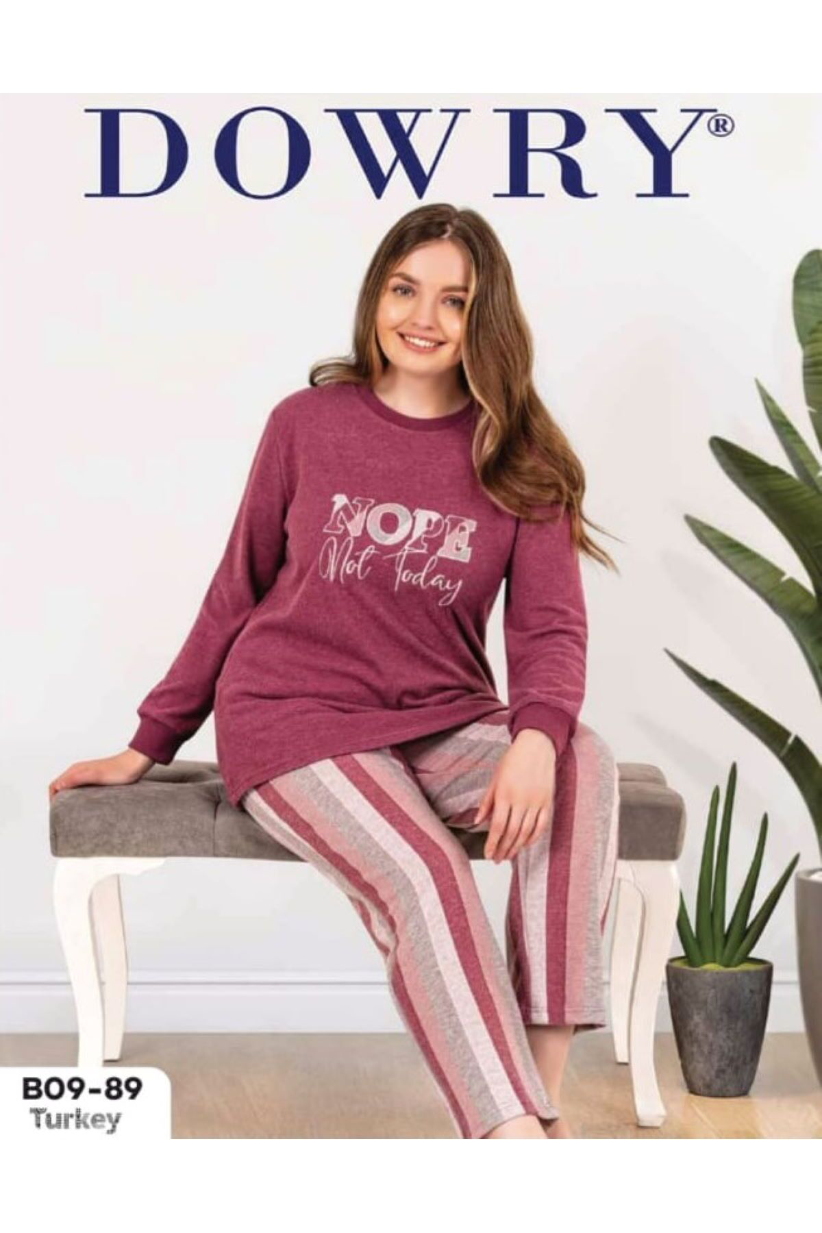 BÜYÜK BEDEN BATTAL KIŞLIK UZUN KOL PİJAMA TAKIMI MÜRDÜM